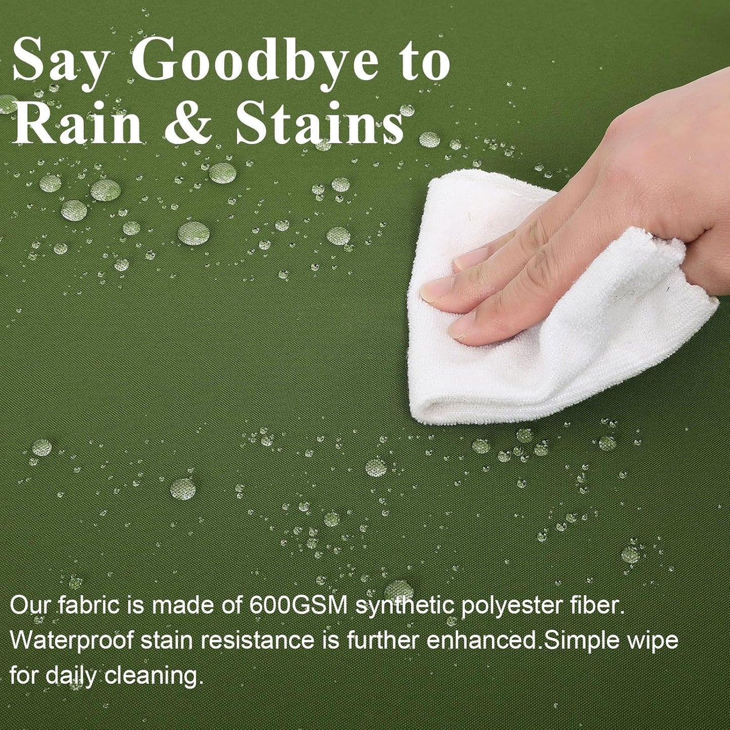 Outdoor Chair Cushions Set of 2 for Patio Furniture 19x19x4 Inch Waterproof Patio Chair Cushion 3 Year Color Fastness Square Elastic Foam Garden Couch Pads with Ties and Handle,Green