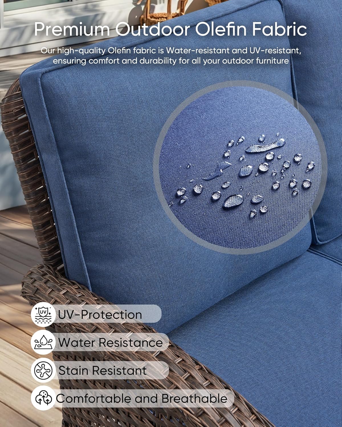 HUMMUH 5-Piece Patio Furniture PE Wicker Outdoor Conversation Set,All-Weather Rattan Swivel Chairs Outdoor Glider Couch for Backyard,Poolside,Deck