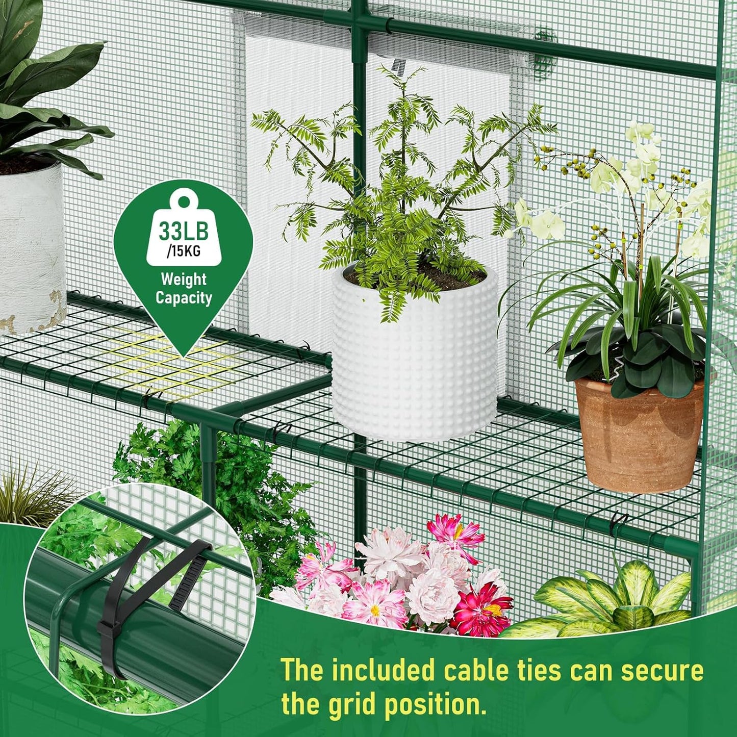 56×56×78Inch Walk-in Greenhouse, Heavy Duty Small Plant House with Thicken PE Cover and Steel Frame, for Garden, Outdoors, Indoors, Green