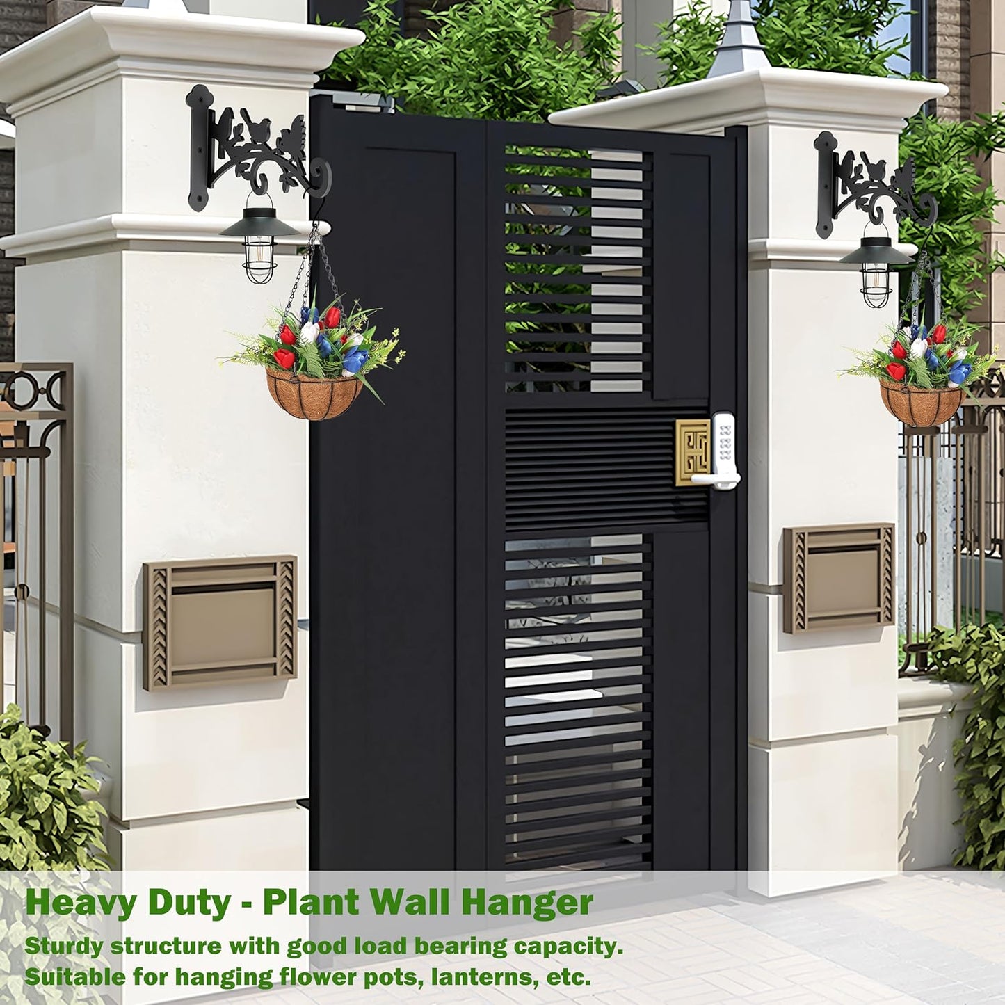 2 Pack Hanging Plant Hanger Outdoor 9-in Hanging Basket Wall Hooks - Heavy Duty Metal Plant Bracket Hook for Flower Baskets,Bird Feeder,Lantern