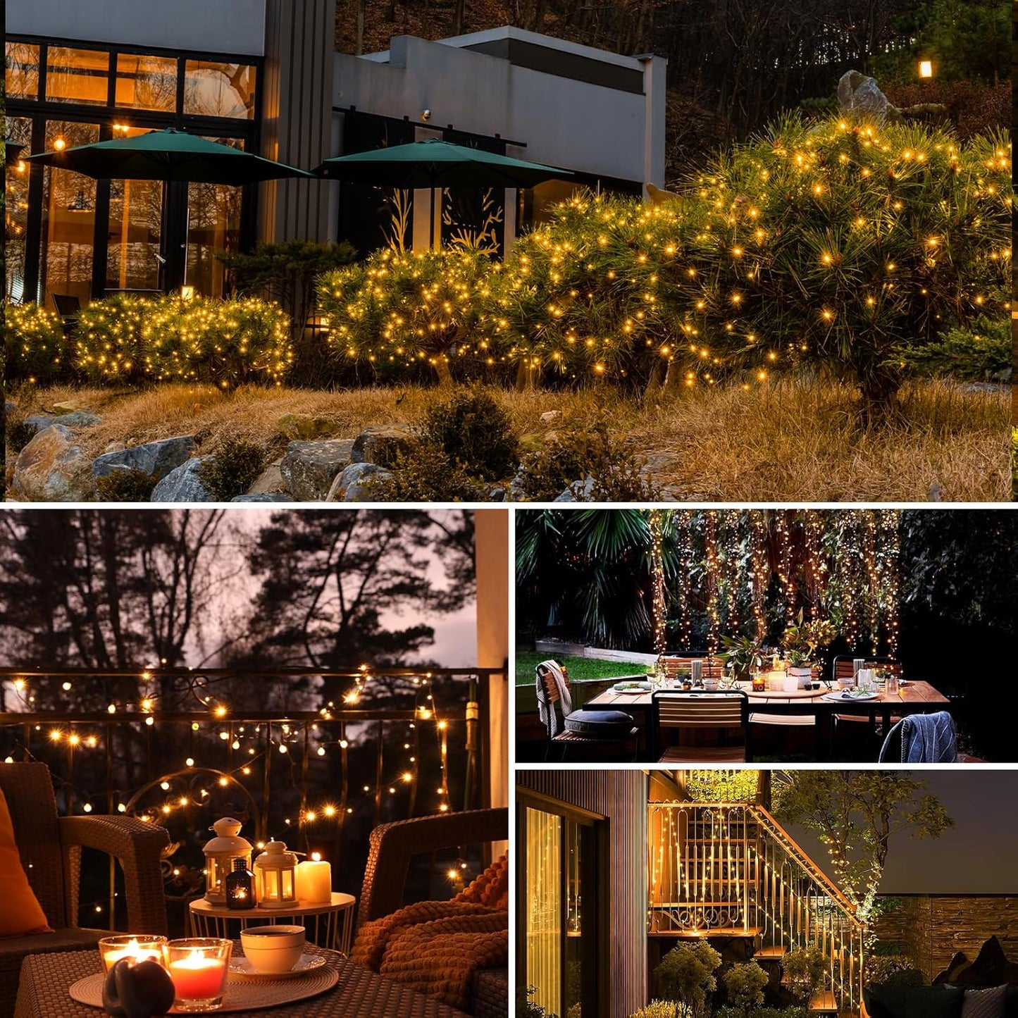 8 Pack Solar String Lights Outdoor, 640LED 264FT Waterproof 8 Modes Copper Wire Solar Twinkle Lights for Outside Garden Patio Tree Christmas Wedding Party Decor