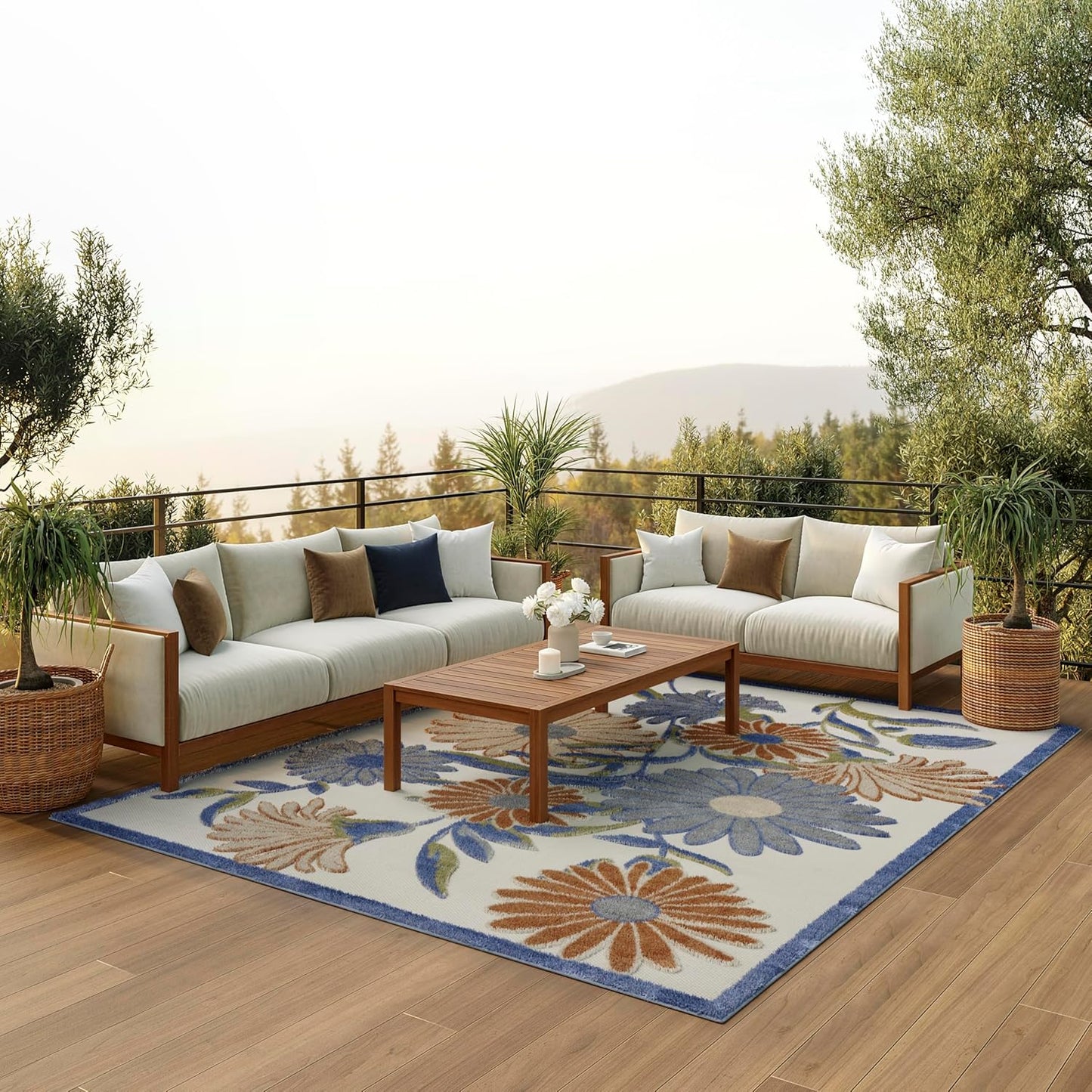 Nourison Home Home Aloha 8' x 11' Fabric Beige Multicolor Area Rug
