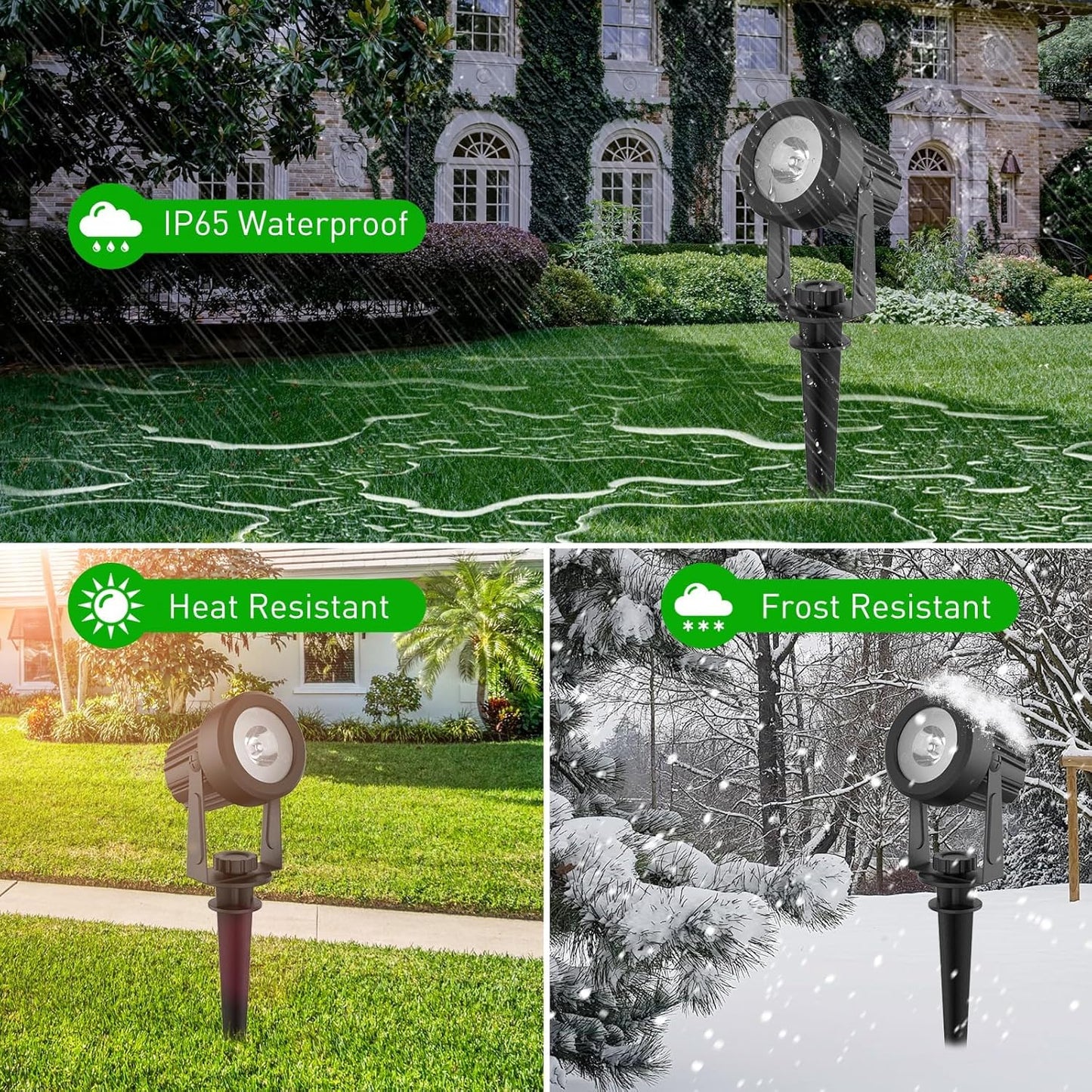 T-SUNUS Halloween Solar Spot Lights Outdoor IP65 Waterproof White 6000K 2-in-1 Landscape Spotlights, 9.8ft Cable Separate Panel Auto Dusk to Dawn for Christmas Flag Yard Garden Driveway Pathway Garage