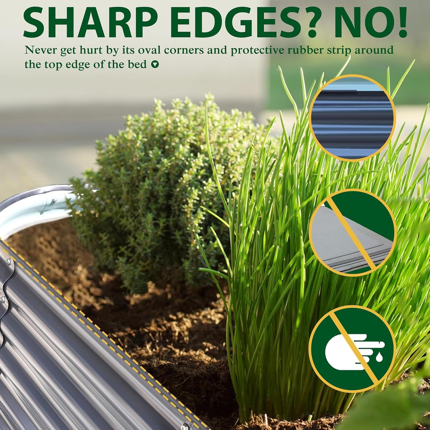 MUPATER Galvanized Raised Garden Bed 8x2x2ft, 9-in-1 Metal Raised Planter Box Oval with 2 Aluminum Support Rods,Outdoor for Vegetable, Flower, Backyard and Patio, Gray