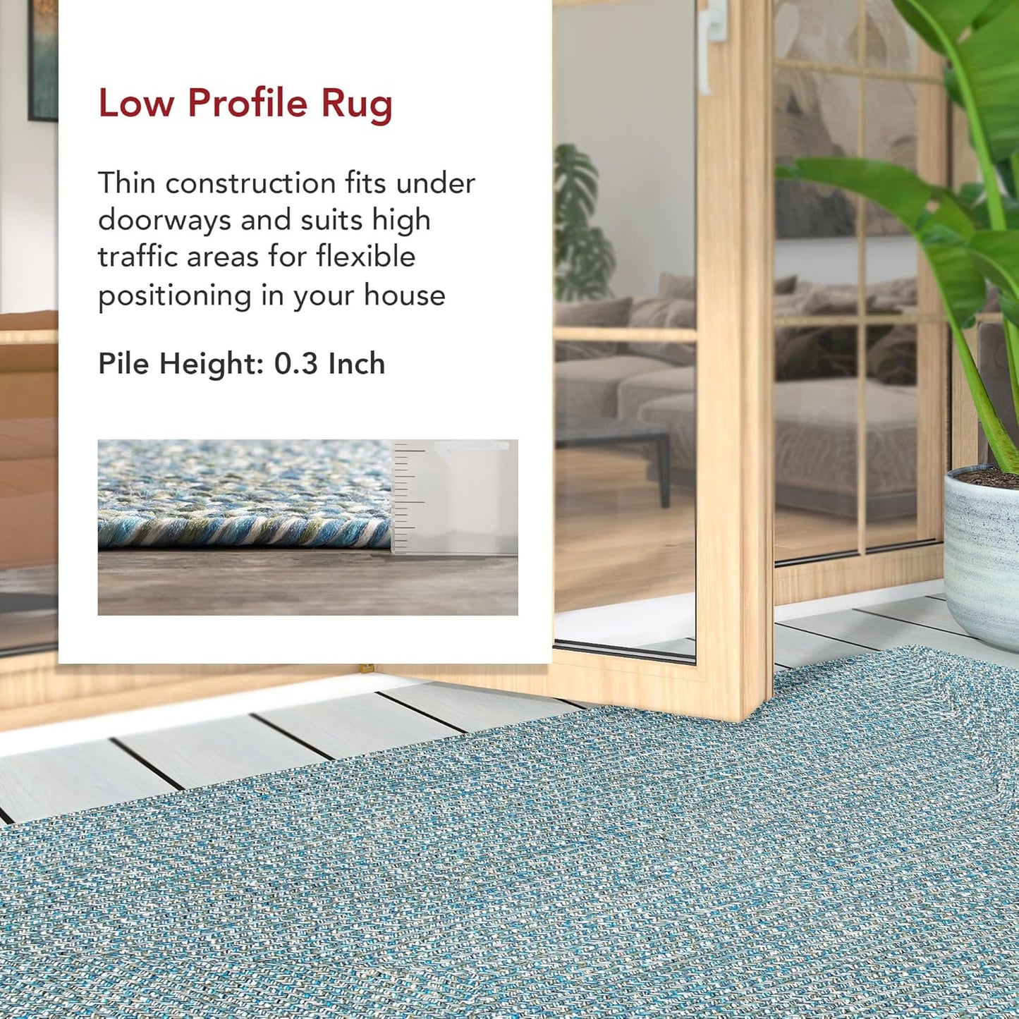 nuLOOM 6' x 9' Solid Hand Braided Indoor/Outdoor Area Rug, Pet-Friendly, High Traffic, Weather Resistant, for Patio, Balcony, Bedroom, Living, Dining Room, Wynn Aqua
