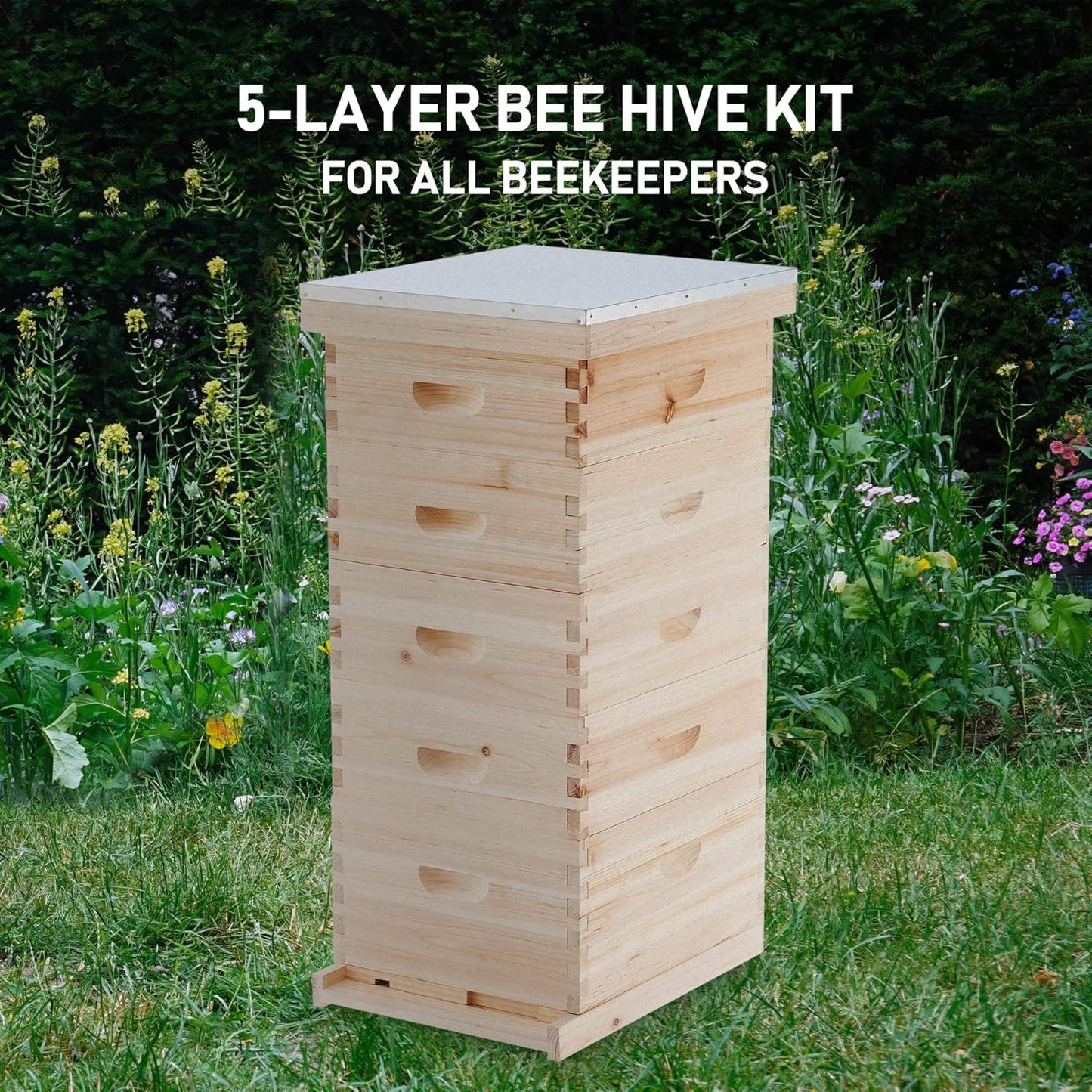 CREWORKS 5 Layer Bee Hive, Beehive for Honey, Bee Box Beekeeping Supplies, Hive Kit for Starter Beekeeper (No Frames)