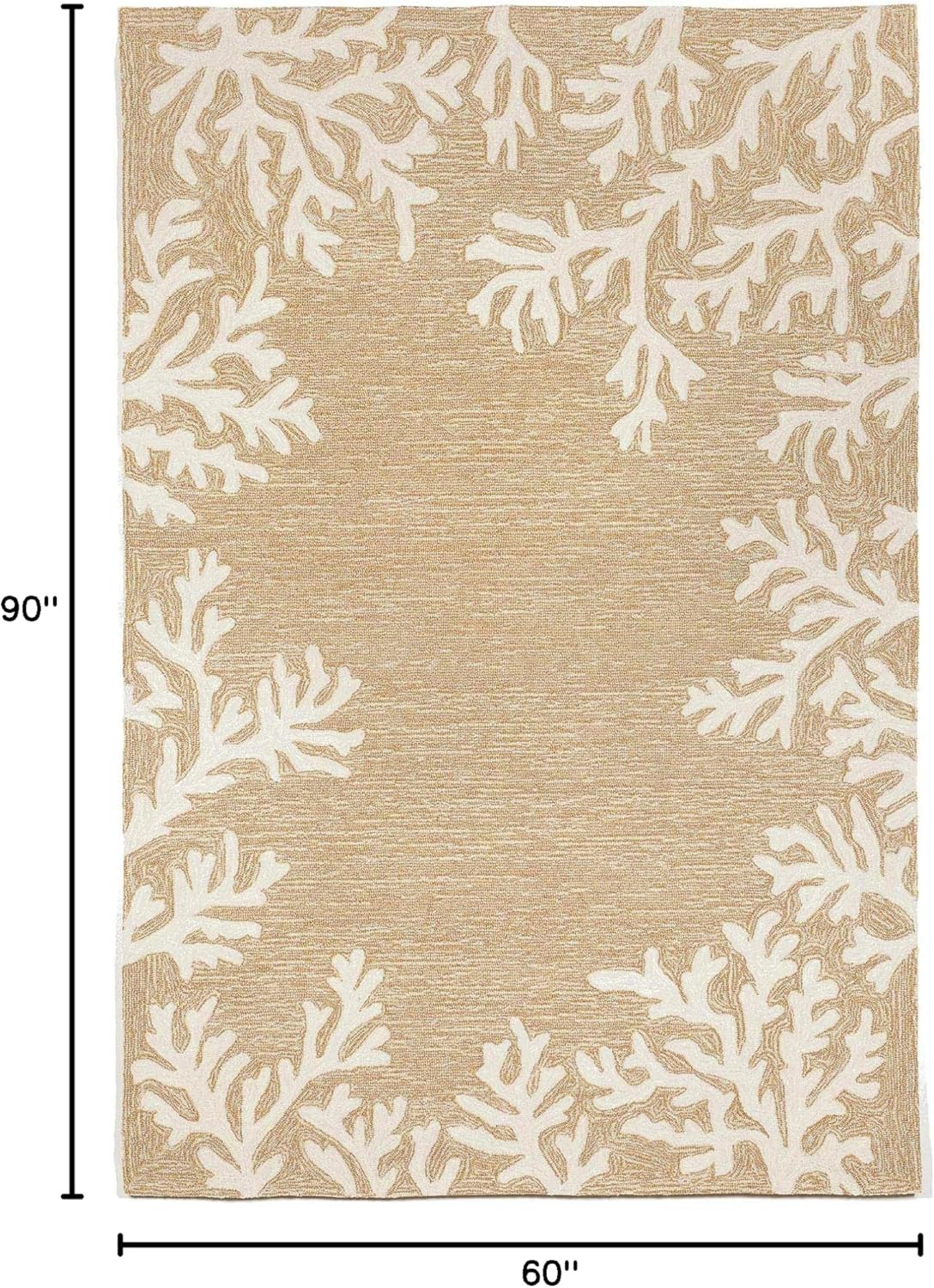 Liora Manne CAPRI Indoor/Outdoor Handmade Synthetic Blend Durable Area Rug - Traditional Border Coastal Beach Accent (Coral Border Neutral) (5' x 7'6")