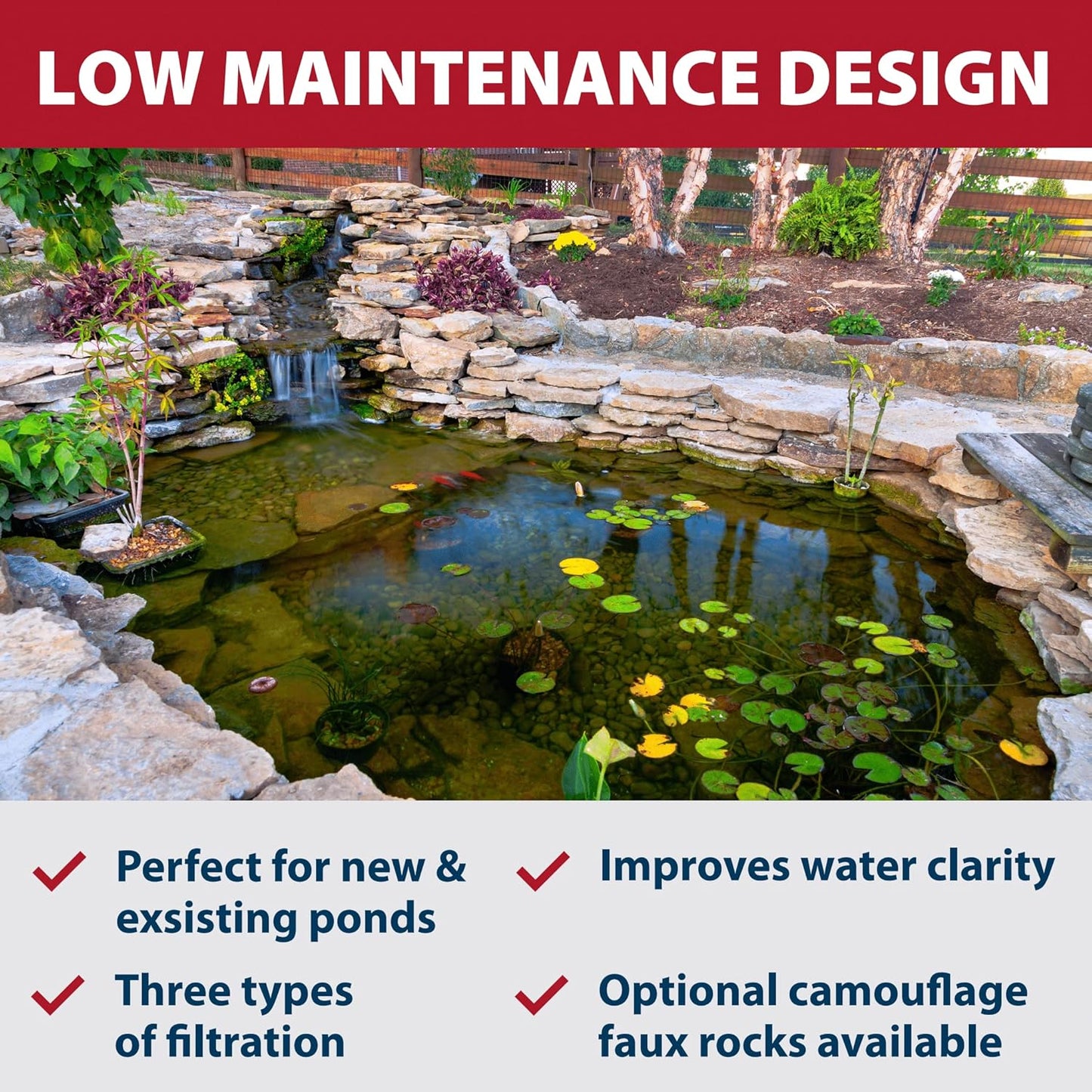 The Pond Guy AllClear G2 Bio Pressure Filter & Ultraviolet Light Clarifier with Backflush System, Pressurized External UVC Biological & Mechanical Filtration, Koi Fish Water Garden, All Clear 2000