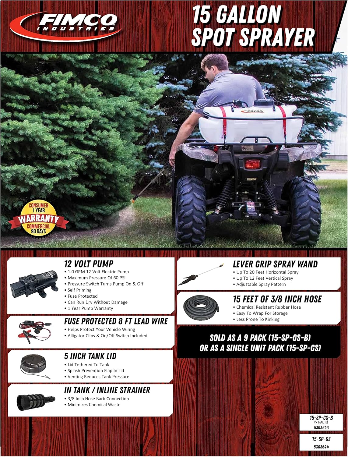 FIMCO 5303644 (15-SP-GS) 15 Gallon Value Spot Sprayer 1.0 GPM Bundle with DU-Most Heavy-Duty Walnut Hand Scrub & Cleaner, 16oz