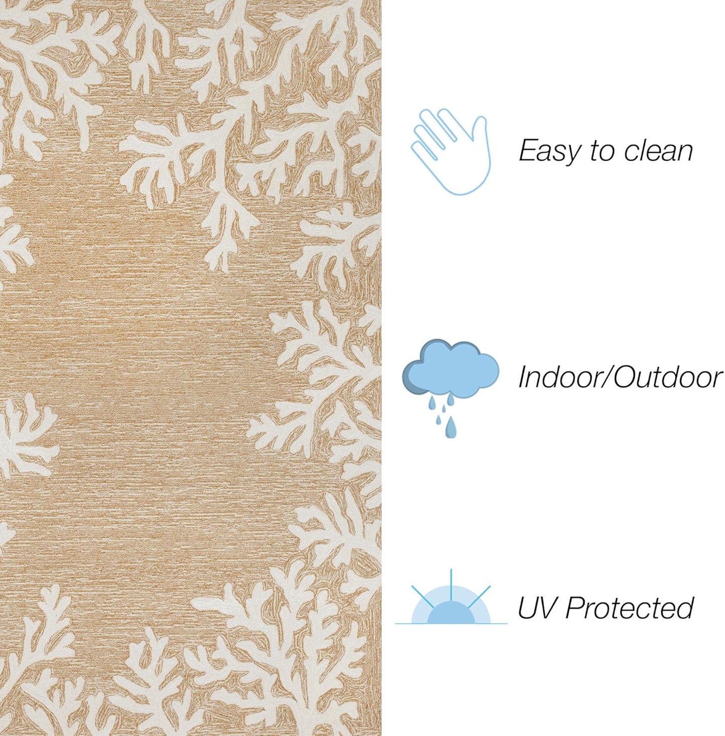 Liora Manne CAPRI Indoor/Outdoor Handmade Synthetic Blend Durable Area Rug - Traditional Border Coastal Beach Accent (Coral Border Neutral) (5' Round)