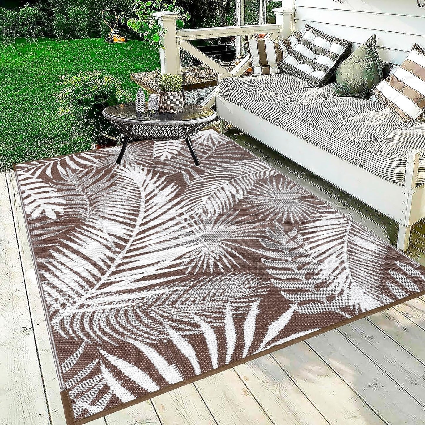 HiiARug Outdoor Rug 5x7Ft Outdoor Plastic Straw Rug Waterproof Outdoor Rugs for Patios Clearance Reversible Patio Mat Outdoor Carpet for Patio Camping Porch Deck RV Camper Backyard