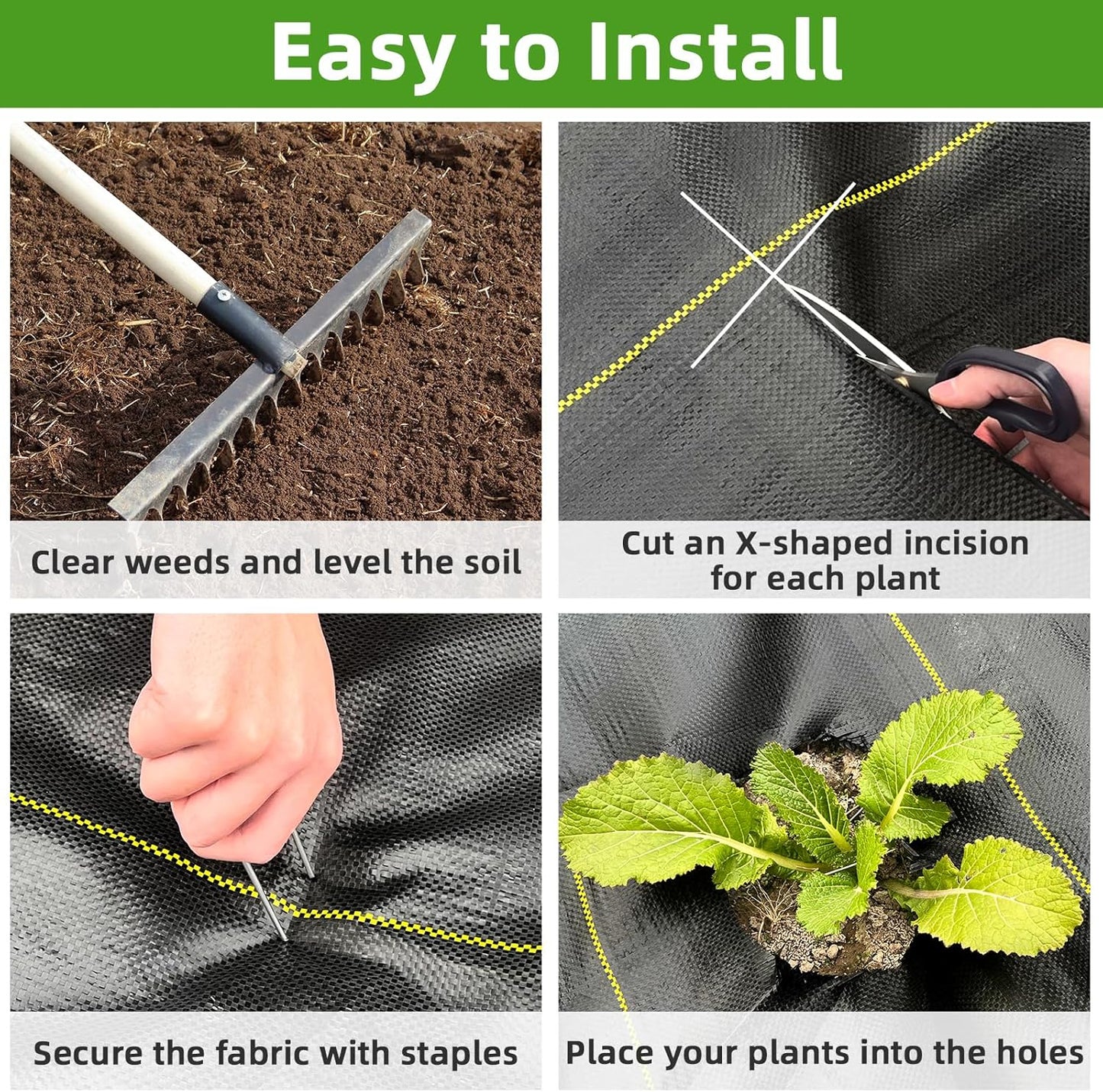 Shade&Beyond 8ftx100ft Weed Barrier Fabric 3.5oz Heavy Duty Landscape Fabric with Superior Permeability Weed Control, Garden Woven Ground Cloth with Staples