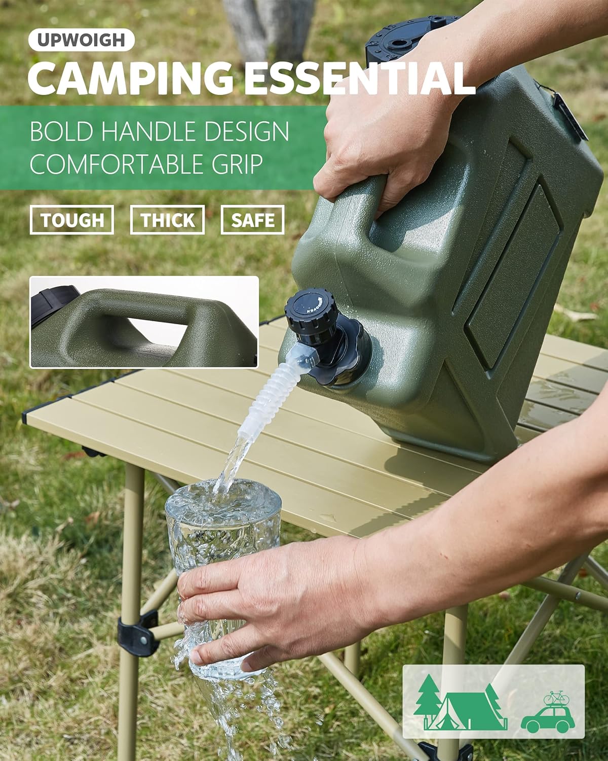 UPWOIGH Camping Water Container, 2.6 Gallon Water Containers Jug, Truly No Leakage Water Storage, Military Green Water Tank,BPA Free Portable Emergency Water Storage for Camping, Hiking