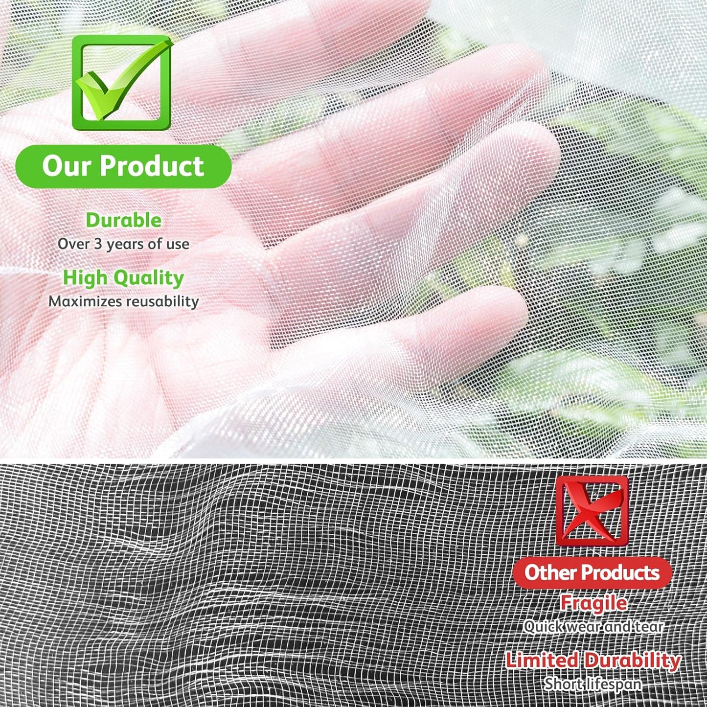 JOJOLEE Fruit Tree Netting for Garden Protection, 1Pc 7.8 x 7.8FT Insect Bird Nettings with Zipper and Drawstring, Plant Cover Mesh Net Bags for Blueberry Bushes, Tomatoes, Flowers
