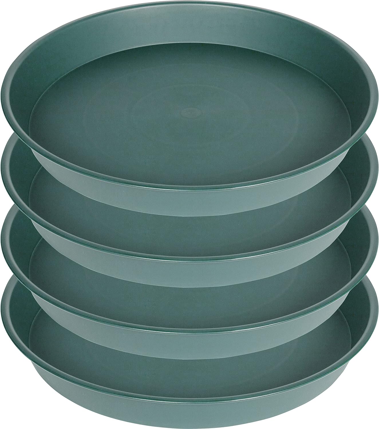 4 Pack of 18 19 inch Plant Saucer Drip Tray (16.6 inch Base), Heavy Duty Large Deep Plant Saucers for Pots, Plastic Flower Planter Water Trays for Indoors Outdoor (19", Green)