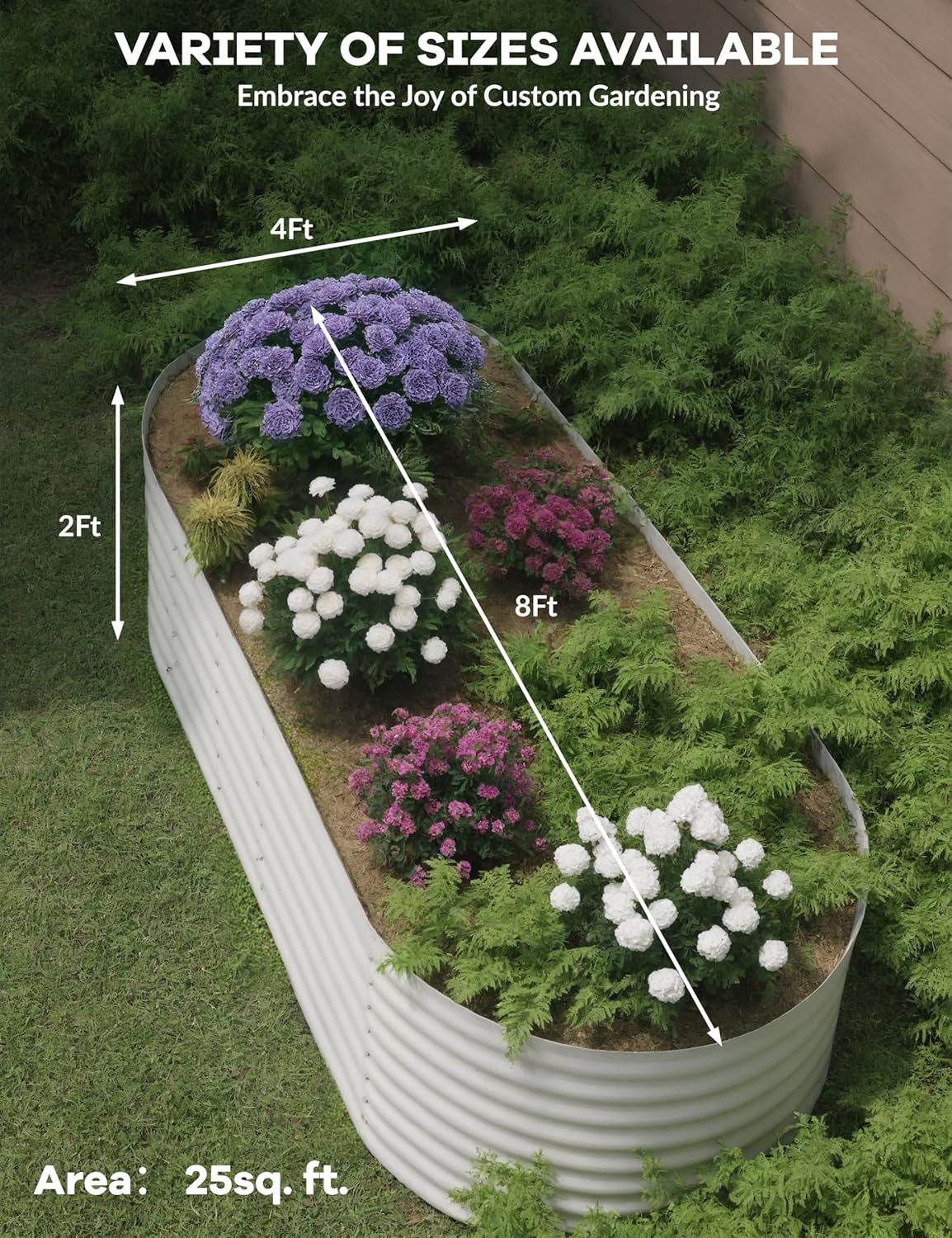 2 Pcs Raised Garden Beds Outdoor 8x4x2 ft - Galvanized Steel Planter Box for Vegetables, Flowers, Rust-Resistant Garden Box, Easy Assembly Raised Beds, Durable Planters for Outdoor Plants, Beige