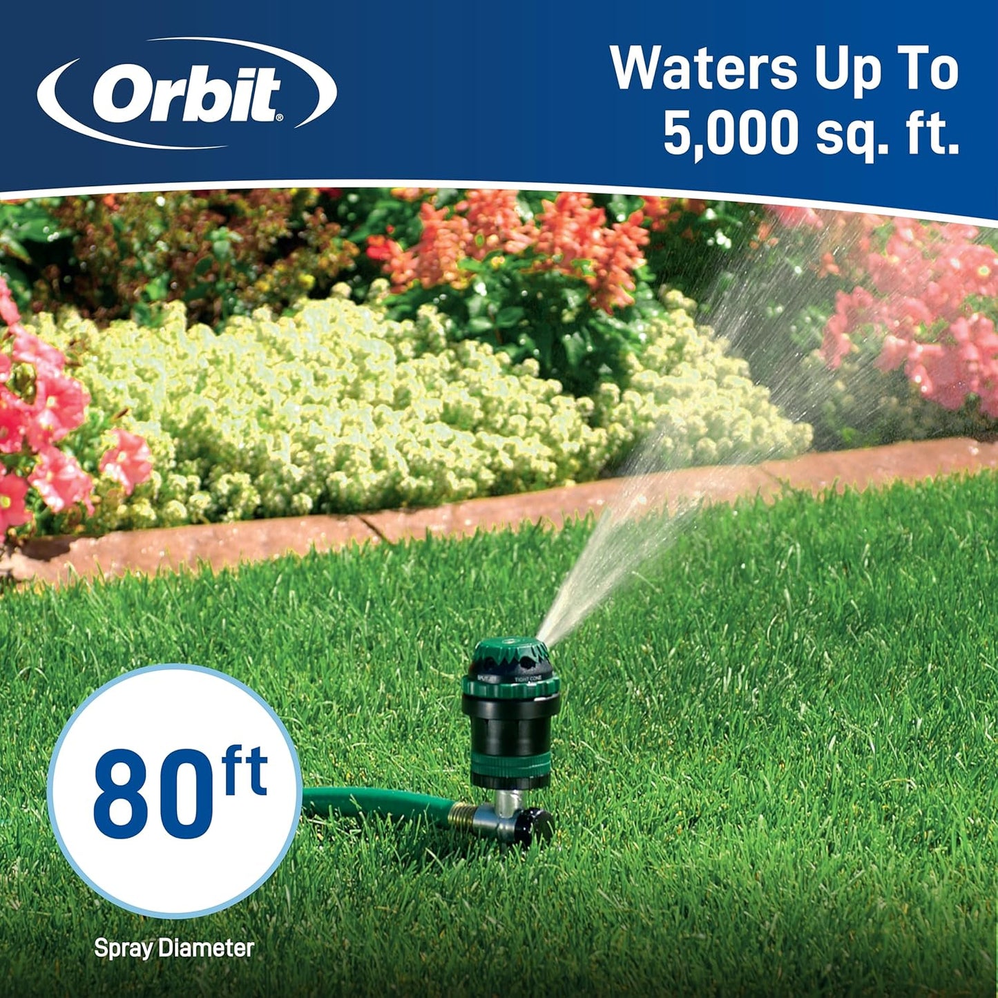 Orbit 58573N H2O-Six Gear-Drive Sprinkler on Metal T-Spike