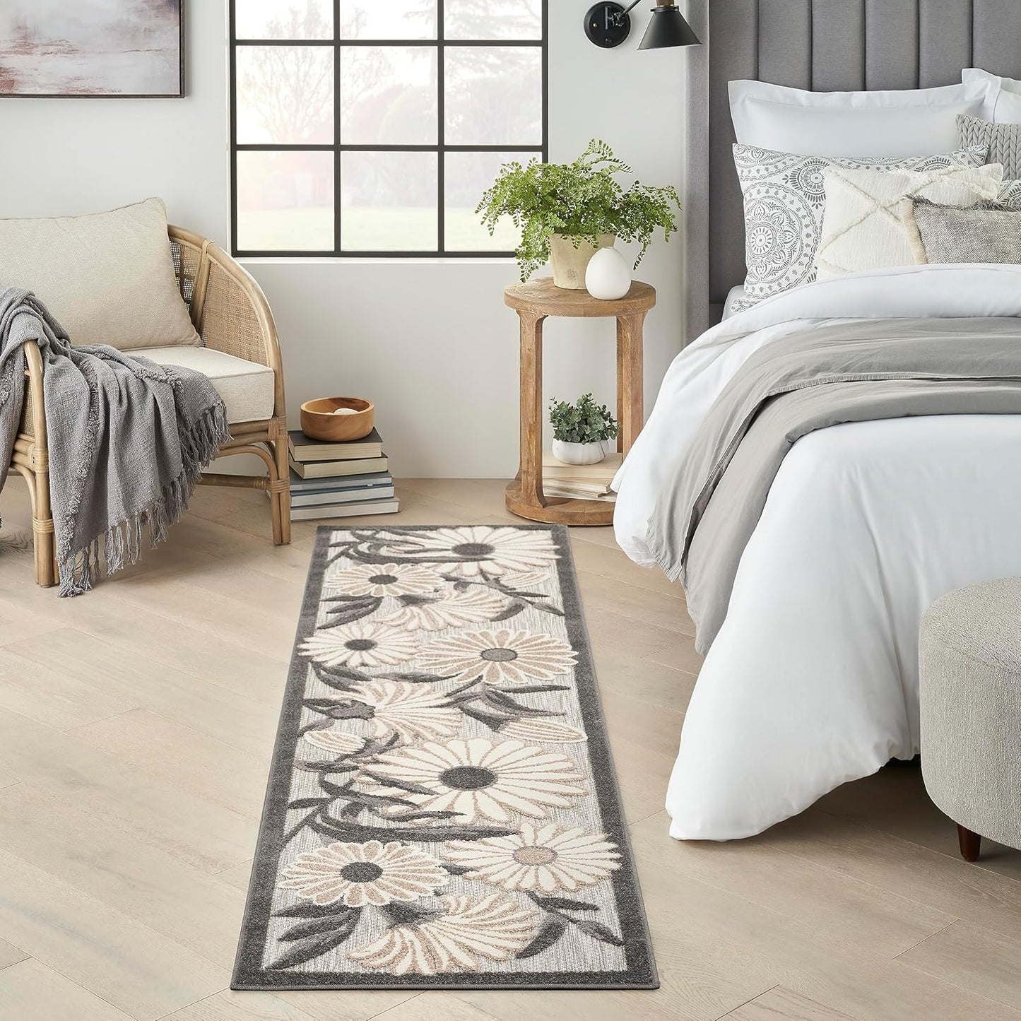 Nourison Home Aloha Outdoor Beige 2'3" x 12' Area Rug, Easy Cleaning, Non Shedding, Bed Room, Living Room, Dining Room, Deck, Backyard, Patio (2x12)