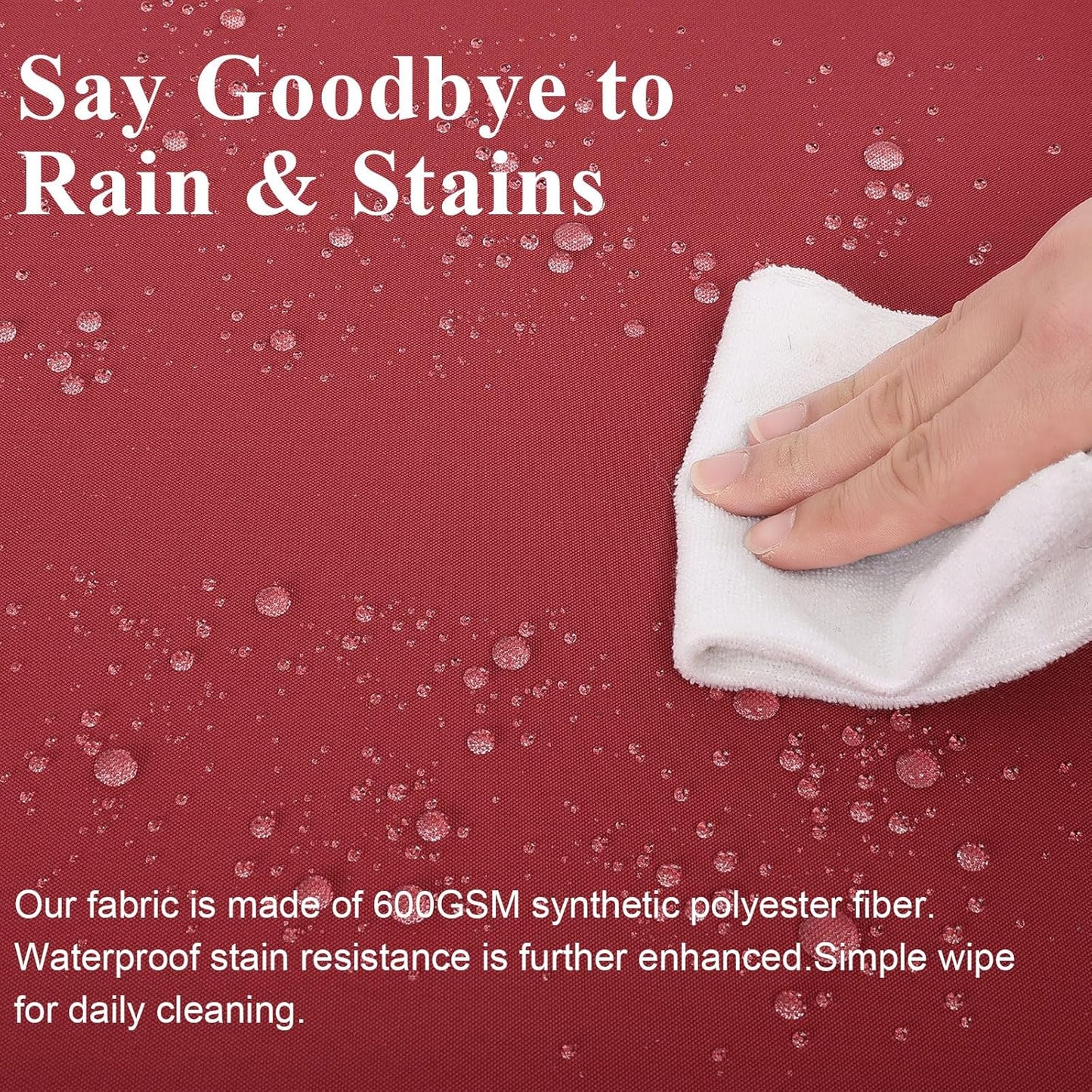 Outdoor Chair Cushions Set of 2 for Patio Furniture 19x19x4 Inch Waterproof Patio Chair Cushion 3 Year Color Fastness Square Elastic Foam Garden Couch Pads with Ties and Handle,Red