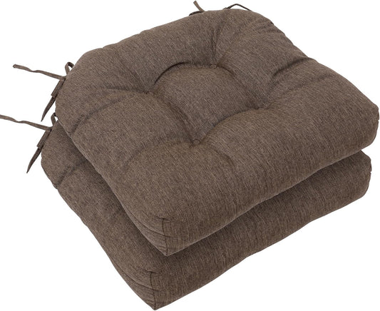 RACE LEAF 17" x 17" Patio Chair Seat Pads Brown - Outdoor/Indoor Patio Cushions Set of 2 - Replacement Cushions for Chairs and Seating - Olefin Seat Pads for Porch, Deck, and Garden Seats
