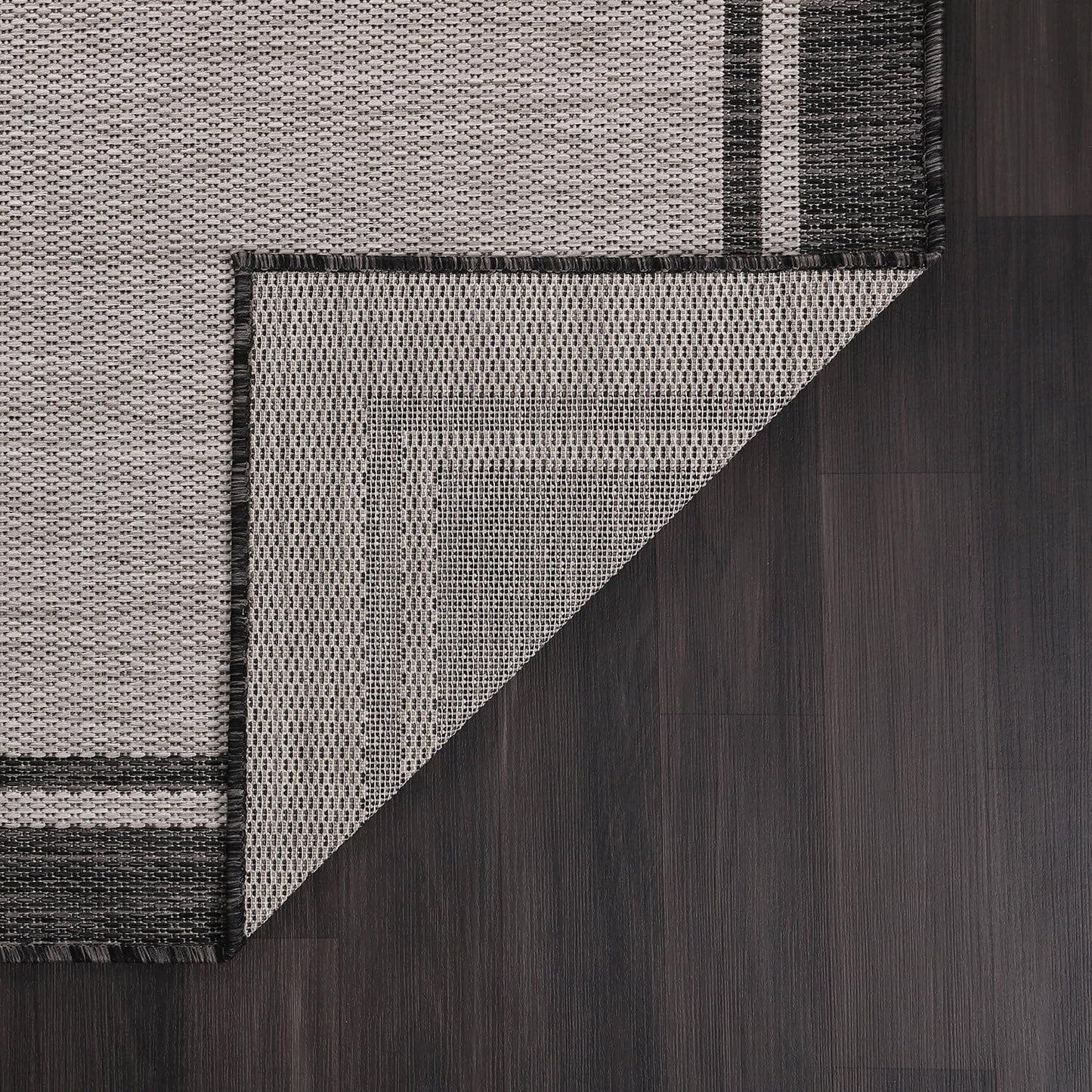 CAMILSON Indoor Outdoor Rug, 6x9 Bordered Gray Modern Area Rugs for Indoor and Outdoor Patios, Kitchen and Hallway Mats, Washable Porch Deck Outside Carpet (Bordered Grey, 6 x 9)