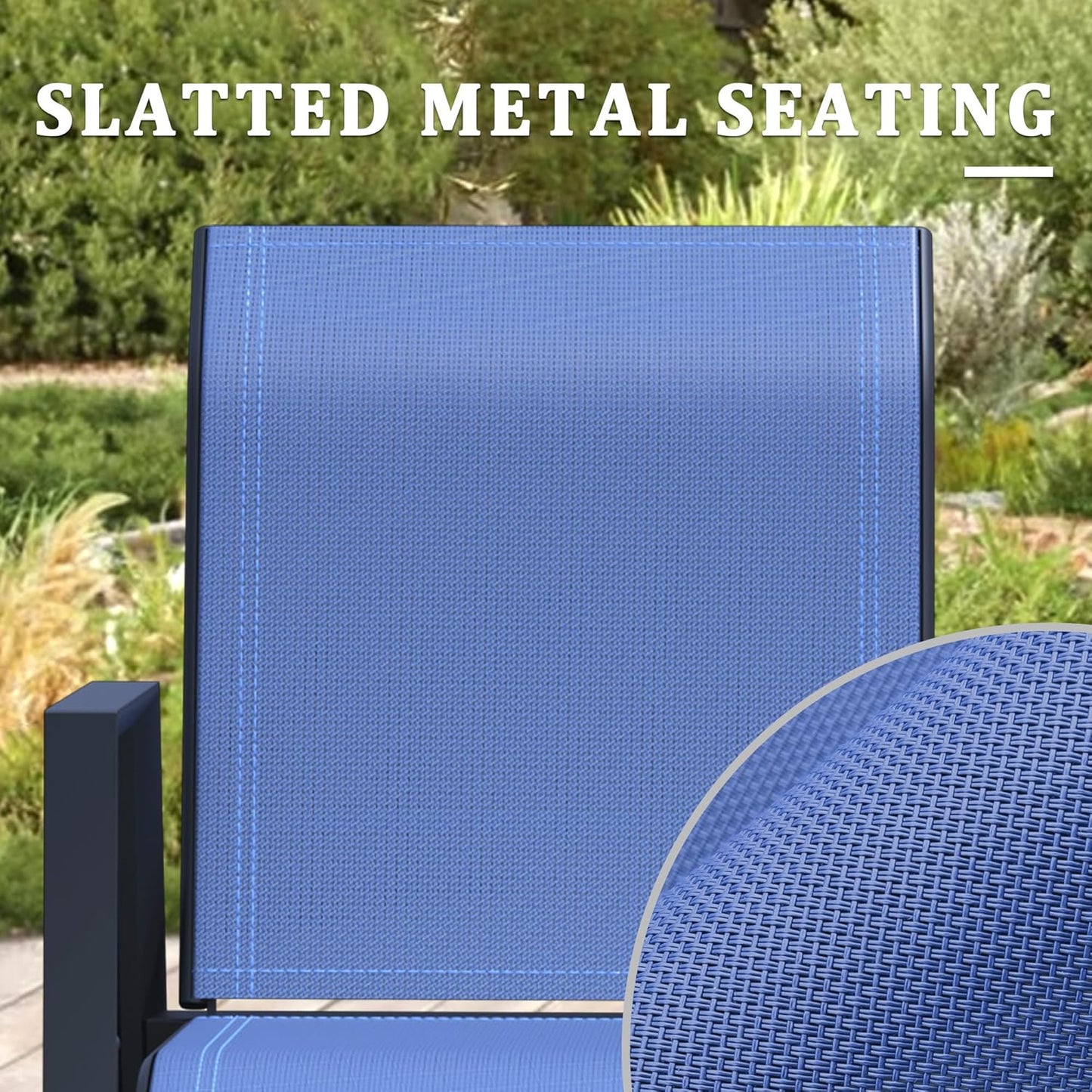 Outdoor Patio Chairs Set of 6, Blue Stackable Outdoor Chairs, Lightweight Patio Set with High Back, Metal Dining Chair for Lawn, Garden, Yard and Deck
