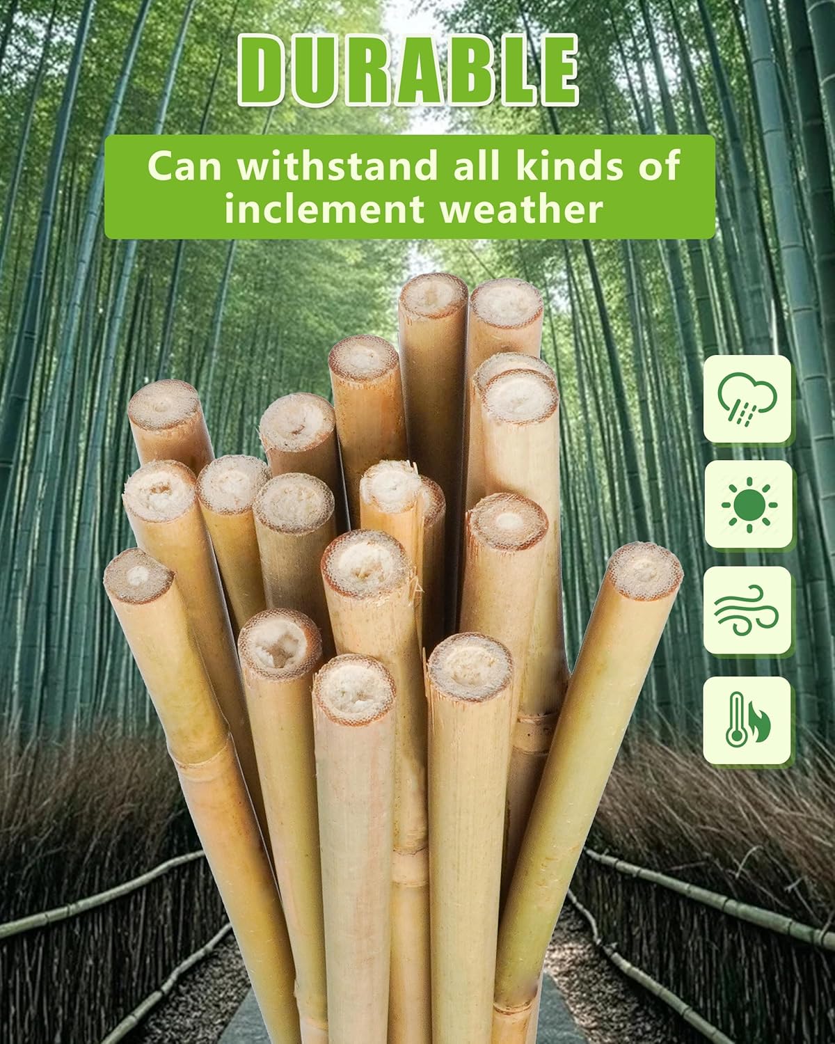 3ft Natural Bamboo Plant Stakes for Tomatoes, Beans, Flowers, Potted, Climbing Plants 25pcs