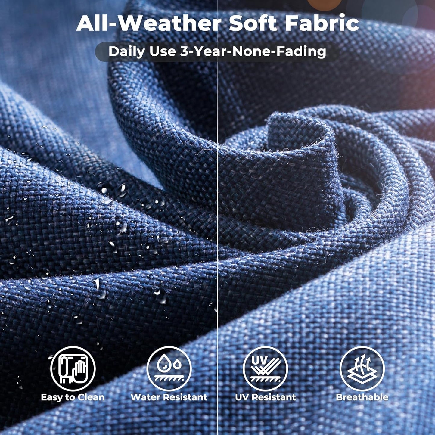 ovios 15 Pieces Patio Furniture Set, Outdoor Wicker Sectional Sofa with Swivel Chairs Coffee Table, Modern Modular Deep Seat Rattan Couch Conversation Sets, Denim Blue