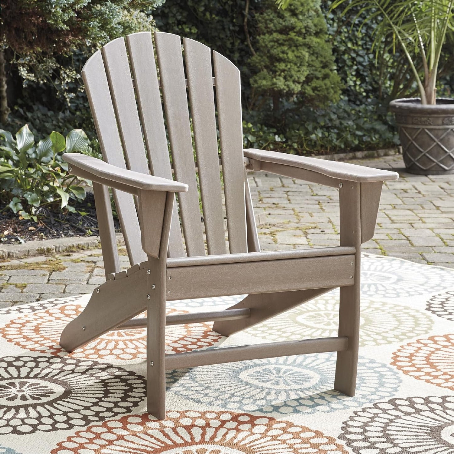 Signature Design by Ashley Sundown Treasure Outdoor Patio HDPE Adirondack Chair, Light Brown