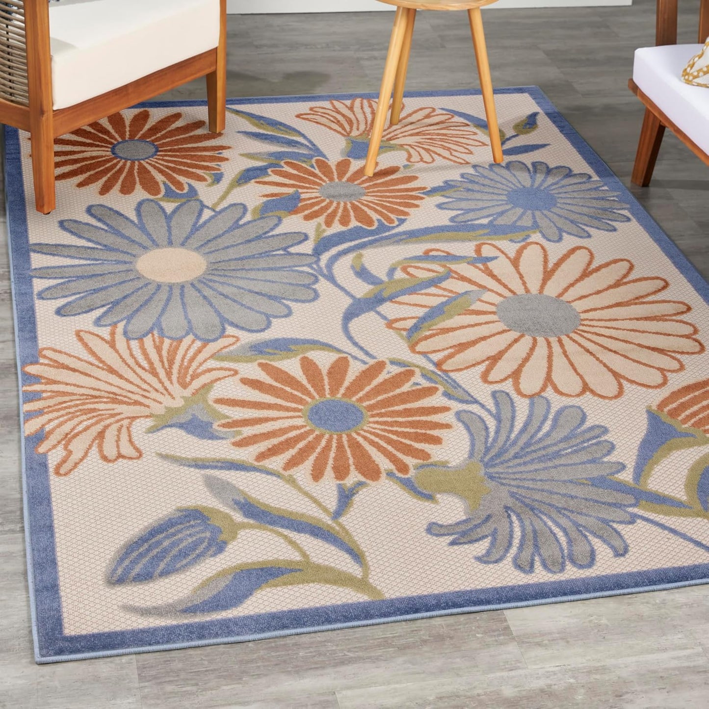 Nourison Home Aloha 5' x 8' Beige Multi-Color Fabric Area Rug