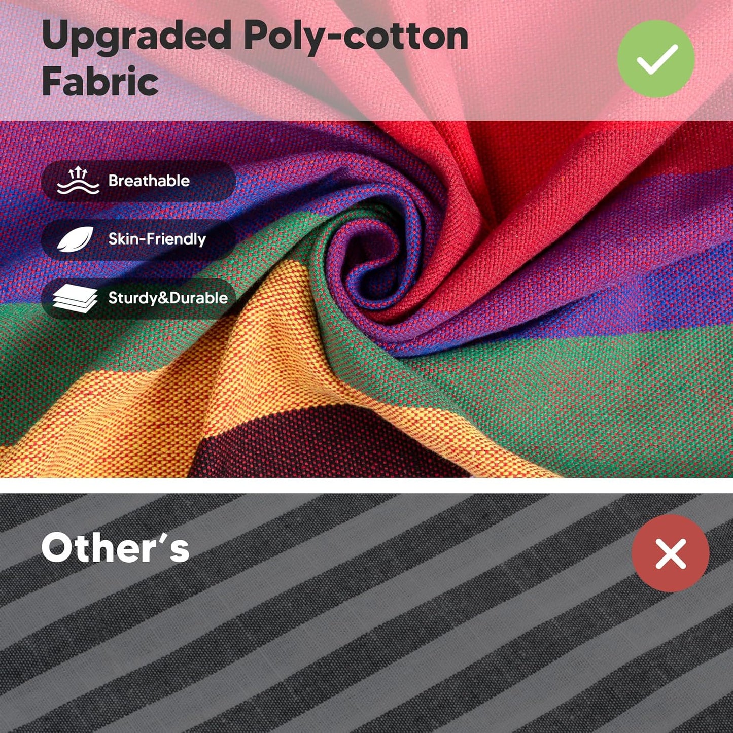 SUNCREAT Hammocks for Outside, Portable Heavy Duty Tree Hammock, Red Stripes