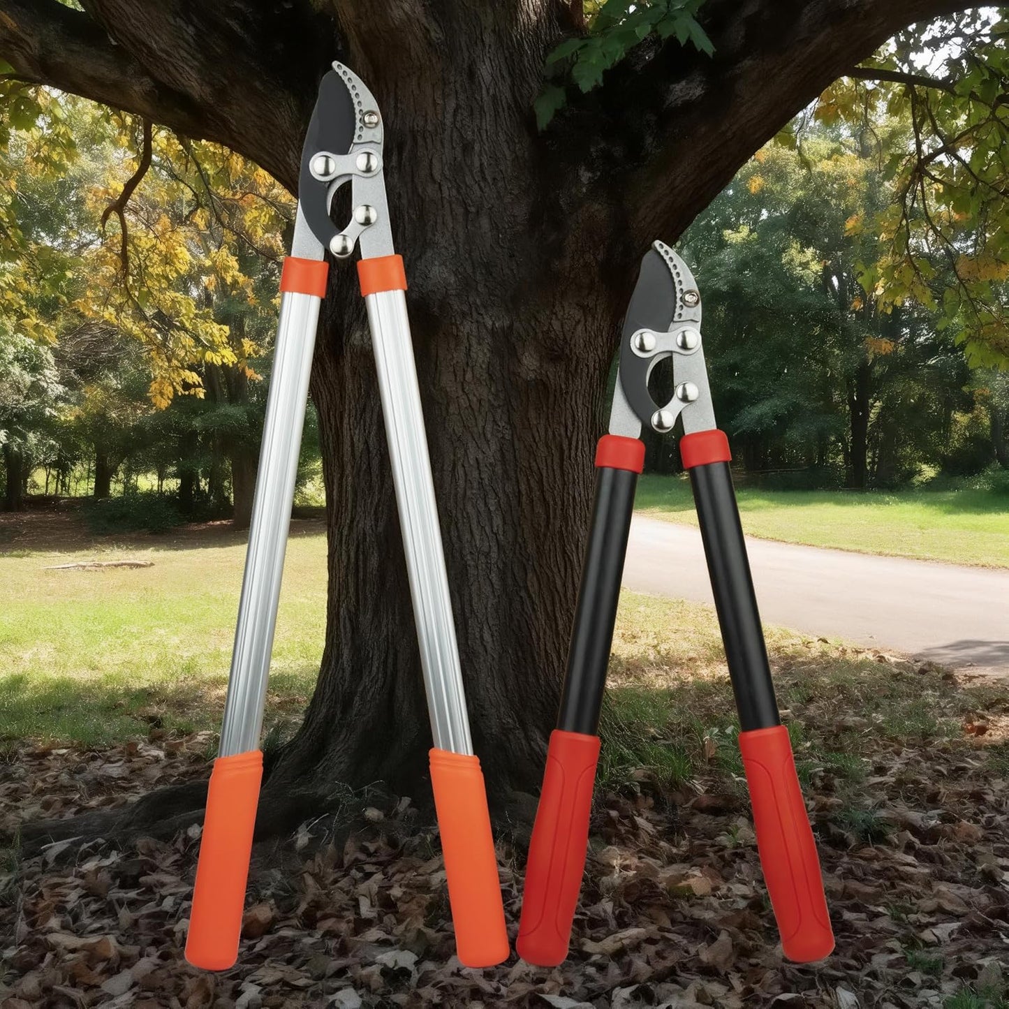 Heavy Duty Garden Lopper Pruning Shears, Aluminum Alloy or Carbon Steel, Tree Branch Cutter with Non-slip Handle, Labor-saving Gardening Tools, Yard, Orchard (Vigorously cut black steel)