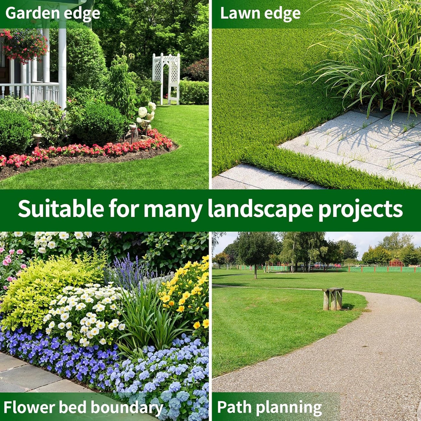 2 in x 60 Ft Garden Landscape Edging, No Dig Garden Edging Border Kit with Spikes for Flower Bed Lawn Yard Grass Black