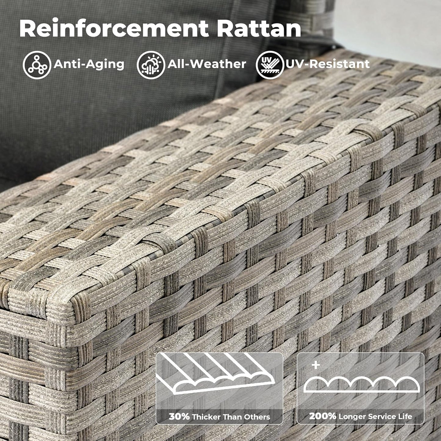 ovios 16 Pieces Patio Furniture Set, Outdoor Wicker Sectional Sofa with 54" Fire Pit Table Swivel Chairs, Modern Modular Deep Seat Rattan Couch Conversation Sets, Black