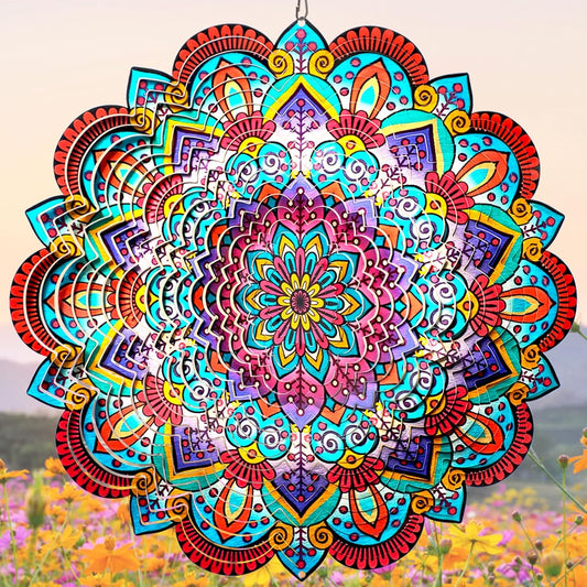 Goolyrusim Wind Spinner Mandala Sunflower, Wind Spinners for Yard Garden, 12in 3D Hanging Wind Sculpture Kinetic Metal Art Decor, Outdoor Decoration Ornament Mandala/Housewarming Gifts for Women/Men