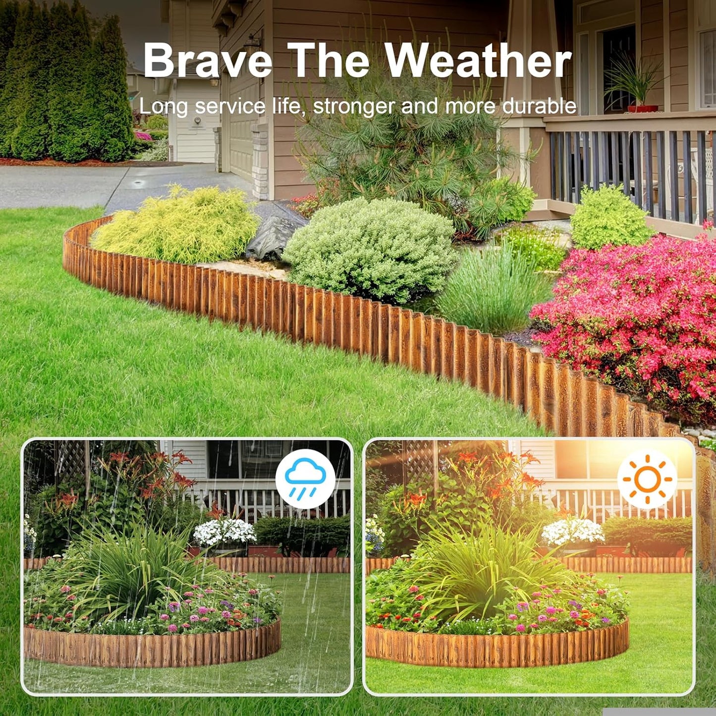Land Guard Corrugated Garden Edging Border,12" x 40' Landscape Paver Edging, Tall Landscape Edging, Fence for Garden, Flower Bed, Lawn and Landscape Edging (Rusty)