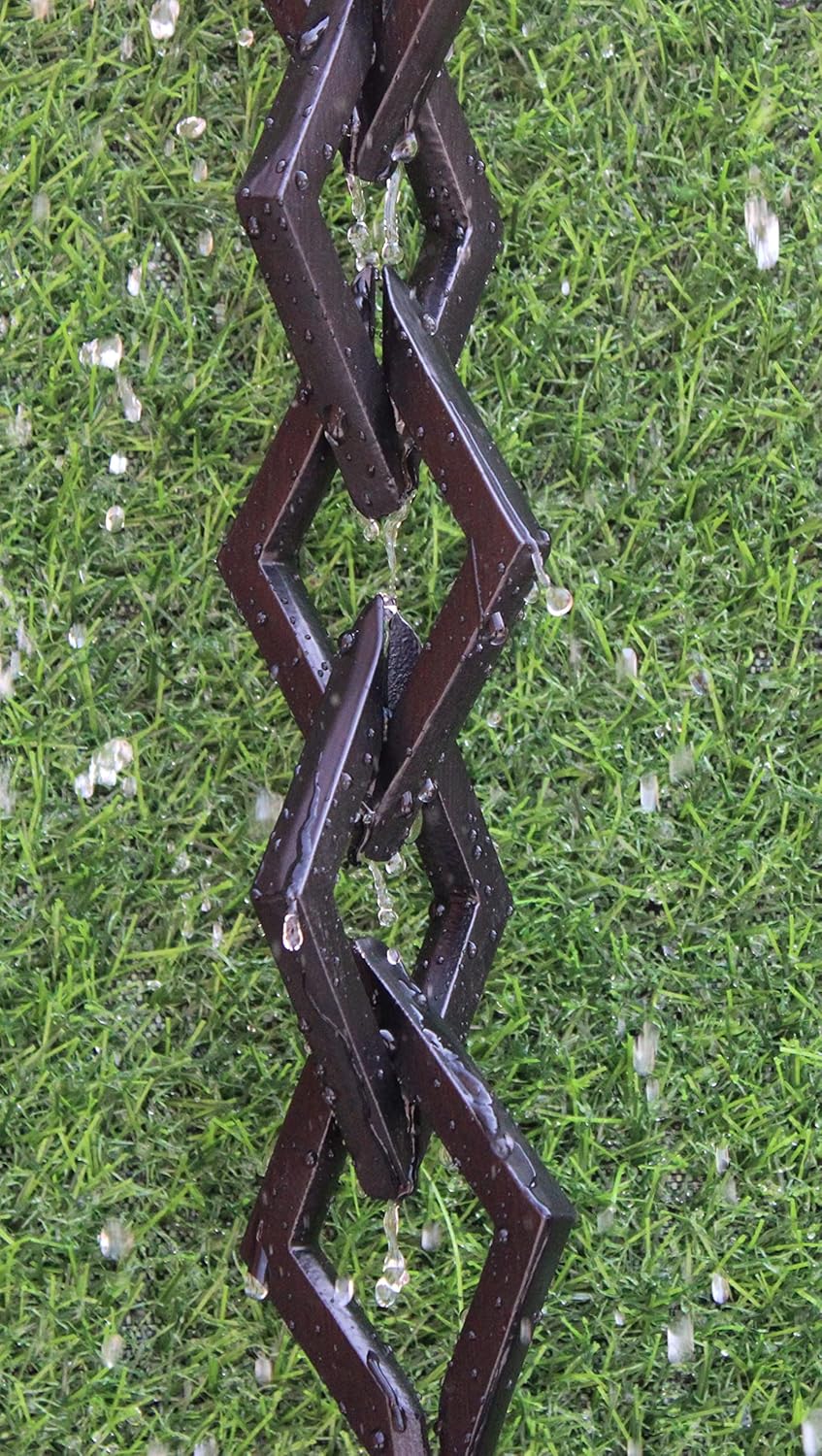 KAM Home Diamond Links Rain Chain with Installation Kit (Black, 14)