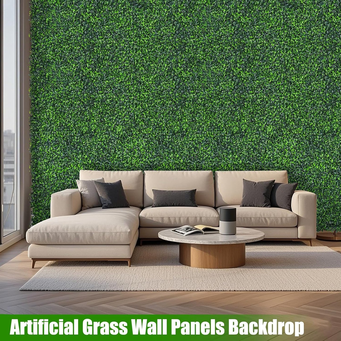 Artificial Boxwood Roll,40x120 in(33.3 sqft) UV-Anti Faux Ivy Grass Wall Backdrop for Balcony Privacy, Fake Grennery Wall Decor for Garden, Patio, Backyard