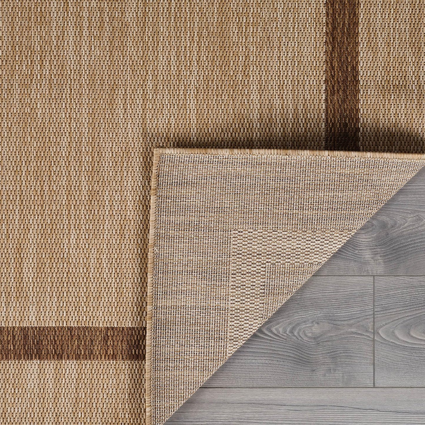 Bordered Outdoor Rug 6x9 Washable Outside Carpet for Indoor Patio Porch Waterproof Easy Cleaning Non Shedding Area Rugs Jute Beige - Nut Brown 6 x 9