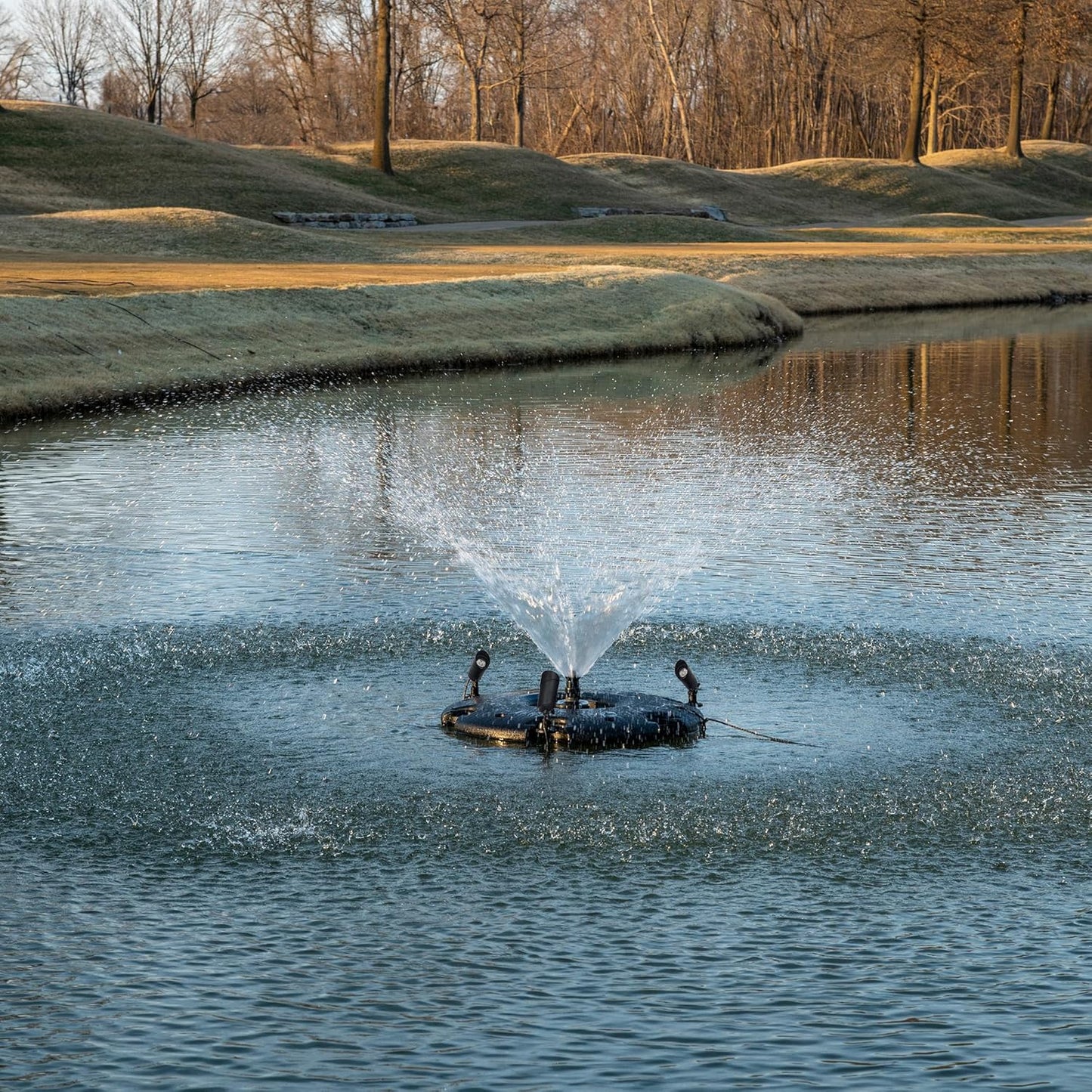 HALF OFF PONDS Floating Fountain – 1/4 HP Pond Aerator, 100' Cord – 3000 GPH Water Pump – 9 Spray Patterns - Color-Changing LED Lights - for Ponds & Water Gardens