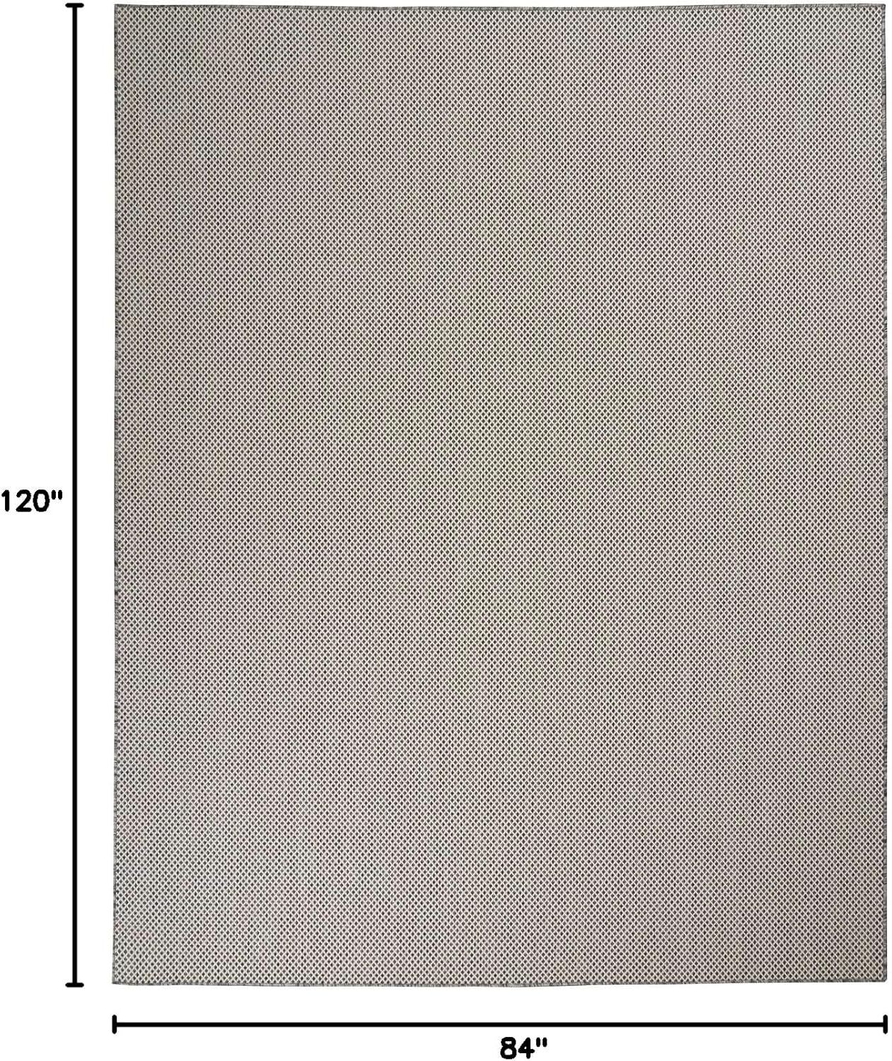 Nourison Home Courtyard Indoor/Outdoor Ivory Charcoal 7' x 10' Area Rug, Geometric, Easy Cleaning, Non Shedding, Bed Room, Living Room, Dining Room, Deck, Patio, Backyard (7x10)