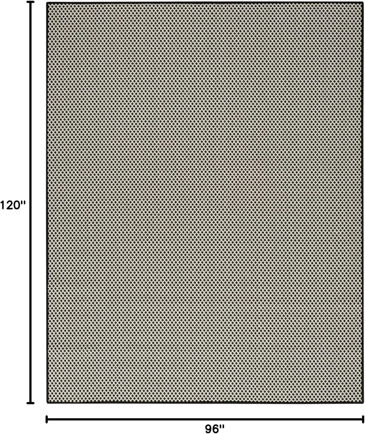 Nourison Home Courtyard Black White 8' x 10' Area Rug - Easy Clean, Non Shedding, Bed Room, Living Room, Dining Room, Kitchen (8' x 10')