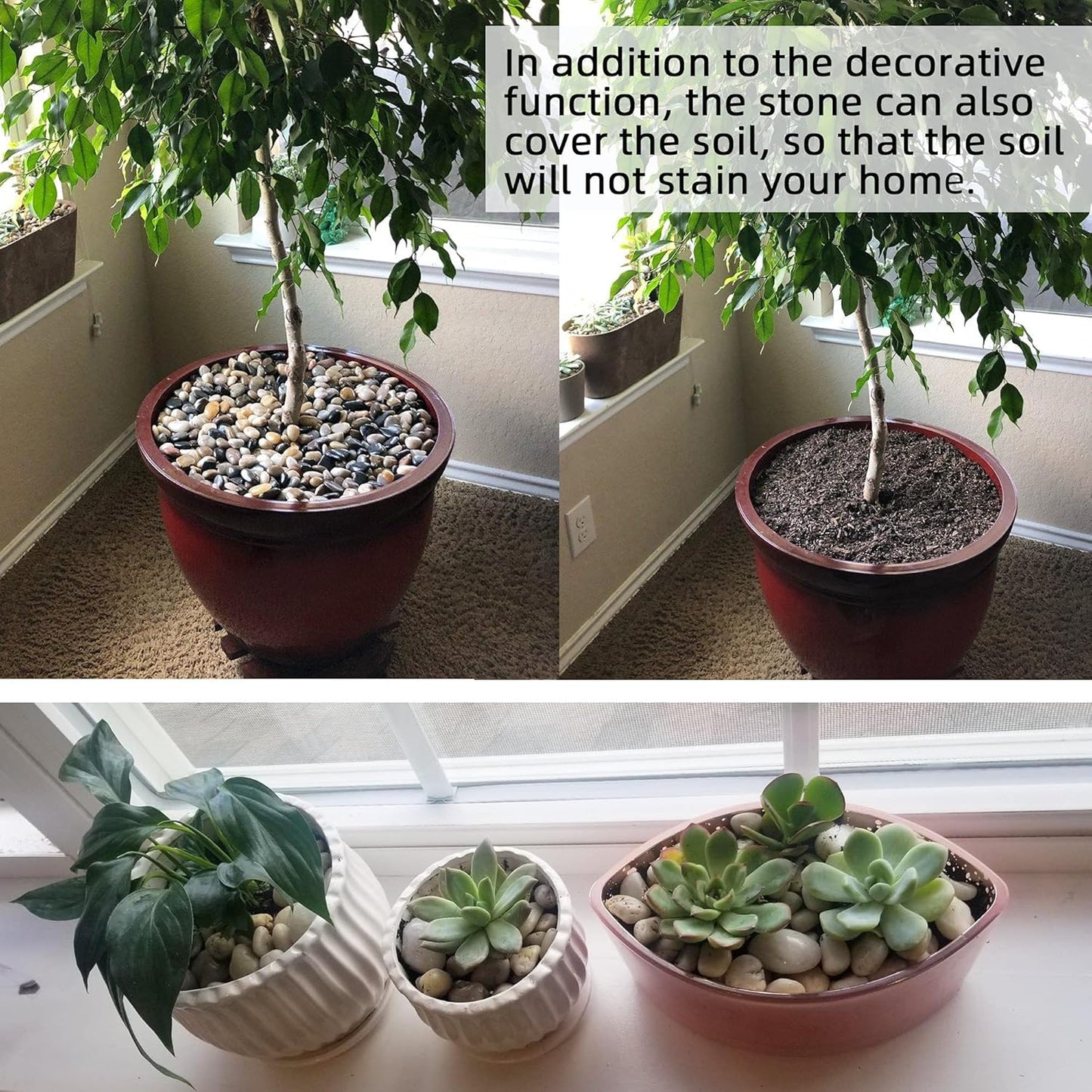 Pebbles for Plants 1.8 lb Natural Garden Decorative Stone Outdoor Polish River Rocks 1-1.5 Inches…