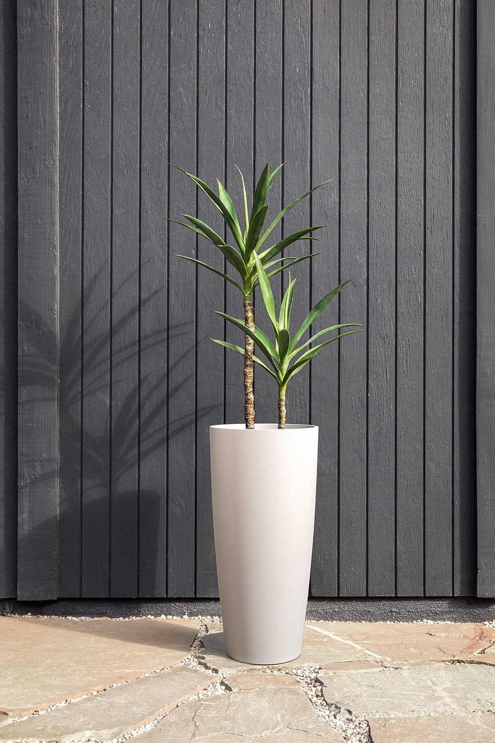 Veradek Mason Series Vega Planter - Round Tall Planter for Indoor or Outdoor Porch/Patio | Made from Plastic-Stone Composite with Drainage Holes | Modern Décor for, Flowers, Interior Plants