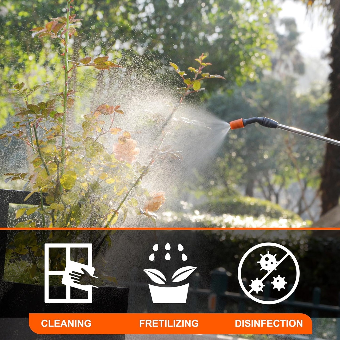 ES4-PRO Electric Sprayer 1 Gallon Built-in 4000mAh,Rechargeable Battery Powered Sprayer with Telescopic Wand,Plant Mister,Kitchen Cleaning,Indoor Watering Can for Plants (White)