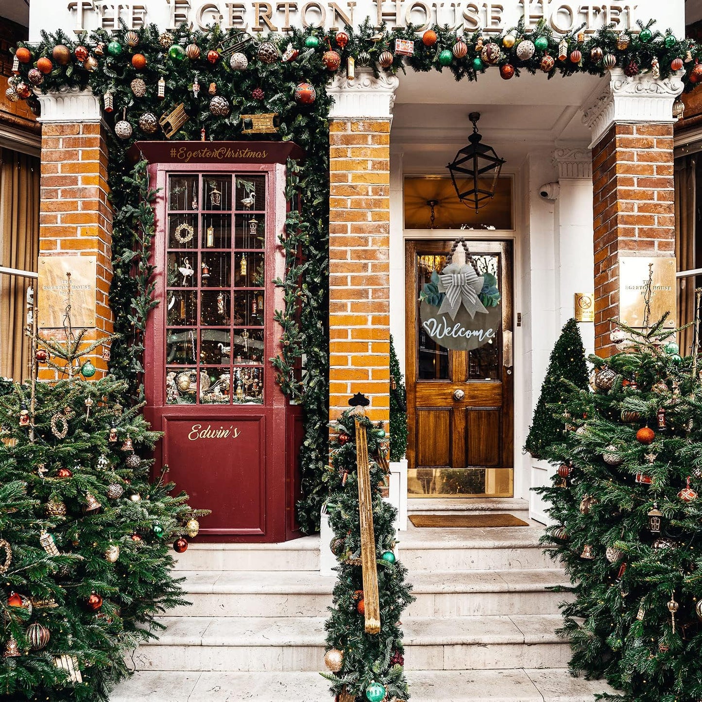 3D Welcome Sign for Front Door |Home/Farmhouse Porch Décor Wooden Hanging Sign with Artificial Leaves and Rustic Beads | Christmas Classroom |12" Round