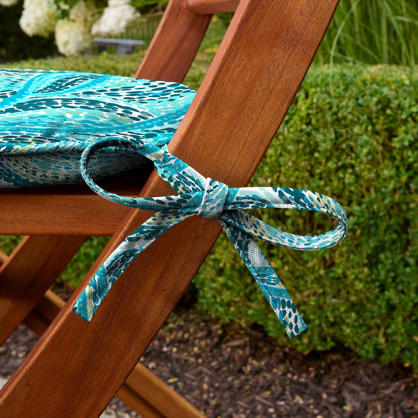 Arden Indoor/Outdoor Foam Seat Pad, 2 Pack, 17 x 16, Patio Cushion, Water Repellent, Fade Resistant, Foam Cushion Teal Ariel