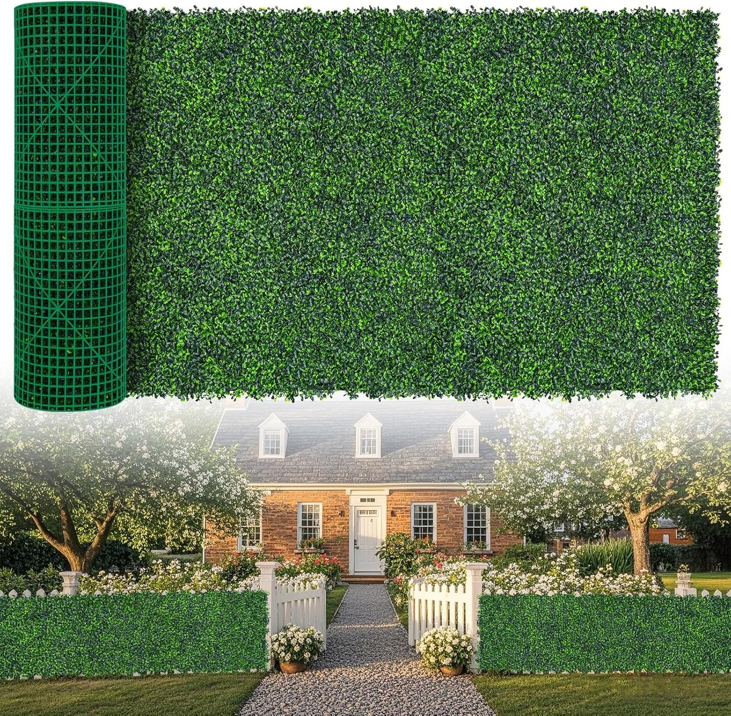 Artificial Boxwood Roll,40x120 in(33.3 sqft) UV-Anti Faux Ivy Grass Wall Backdrop for Balcony Privacy, Fake Grennery Wall Decor for Garden, Patio, Backyard