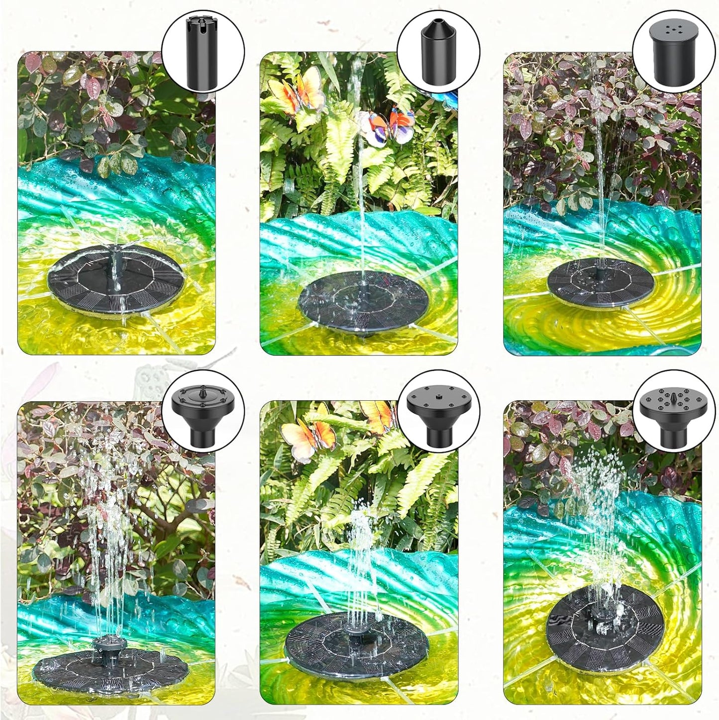 AMZtime 1.4W Solar Fountain with 4 Fixed Rods, 2025 Solar Fountain Pump with Upgraded Solar Panels, Solar Powered Floating Water Fountain Pump for Bird Bath, Garden, Ponds, Fish Tank and Outdoor
