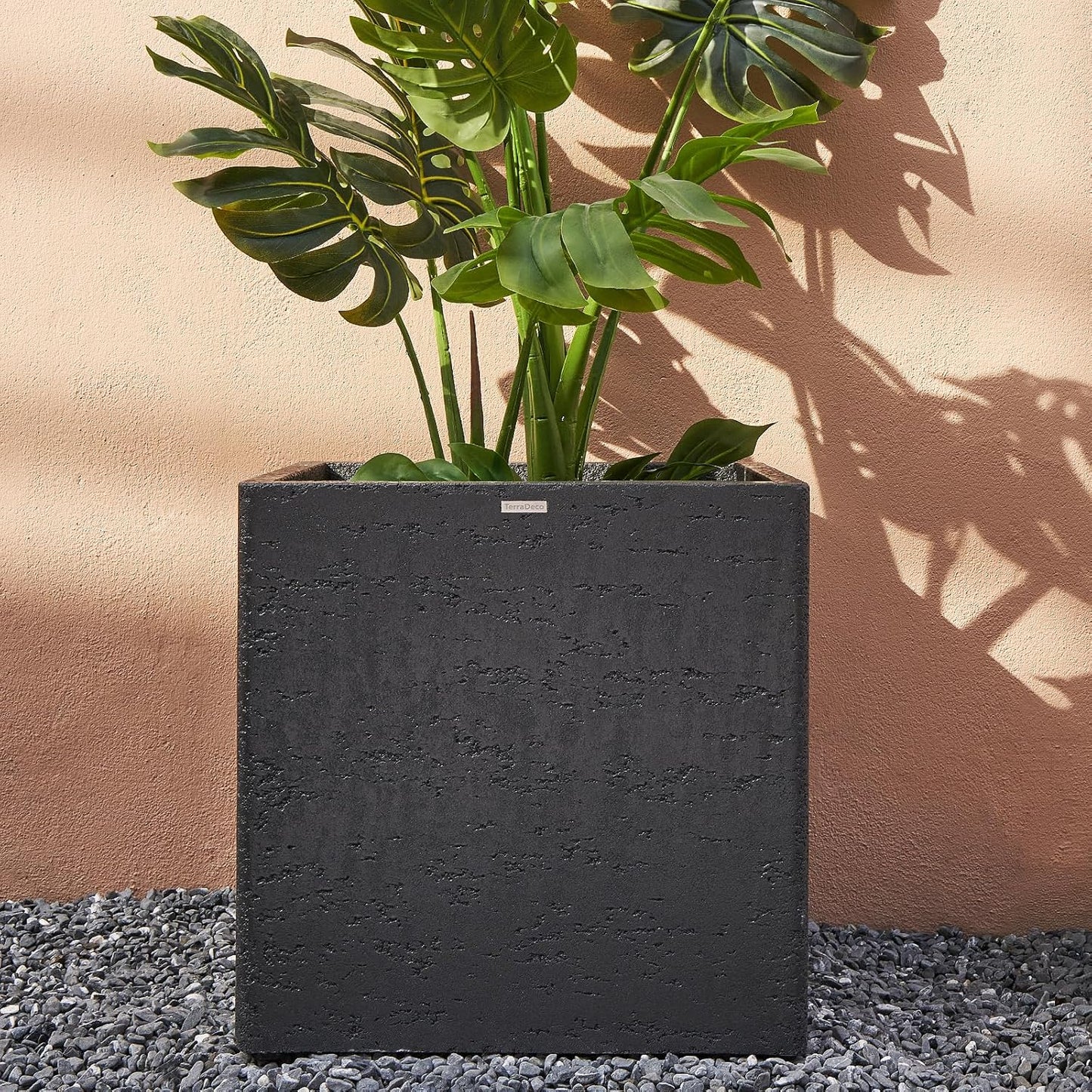 20 Inch Square Concrete Planter（20Lx20Wx20H，48 Pounds）,Durable All-Weather Use with Drainage Holes,Large Square Planter for Outdoor Indoor Plants